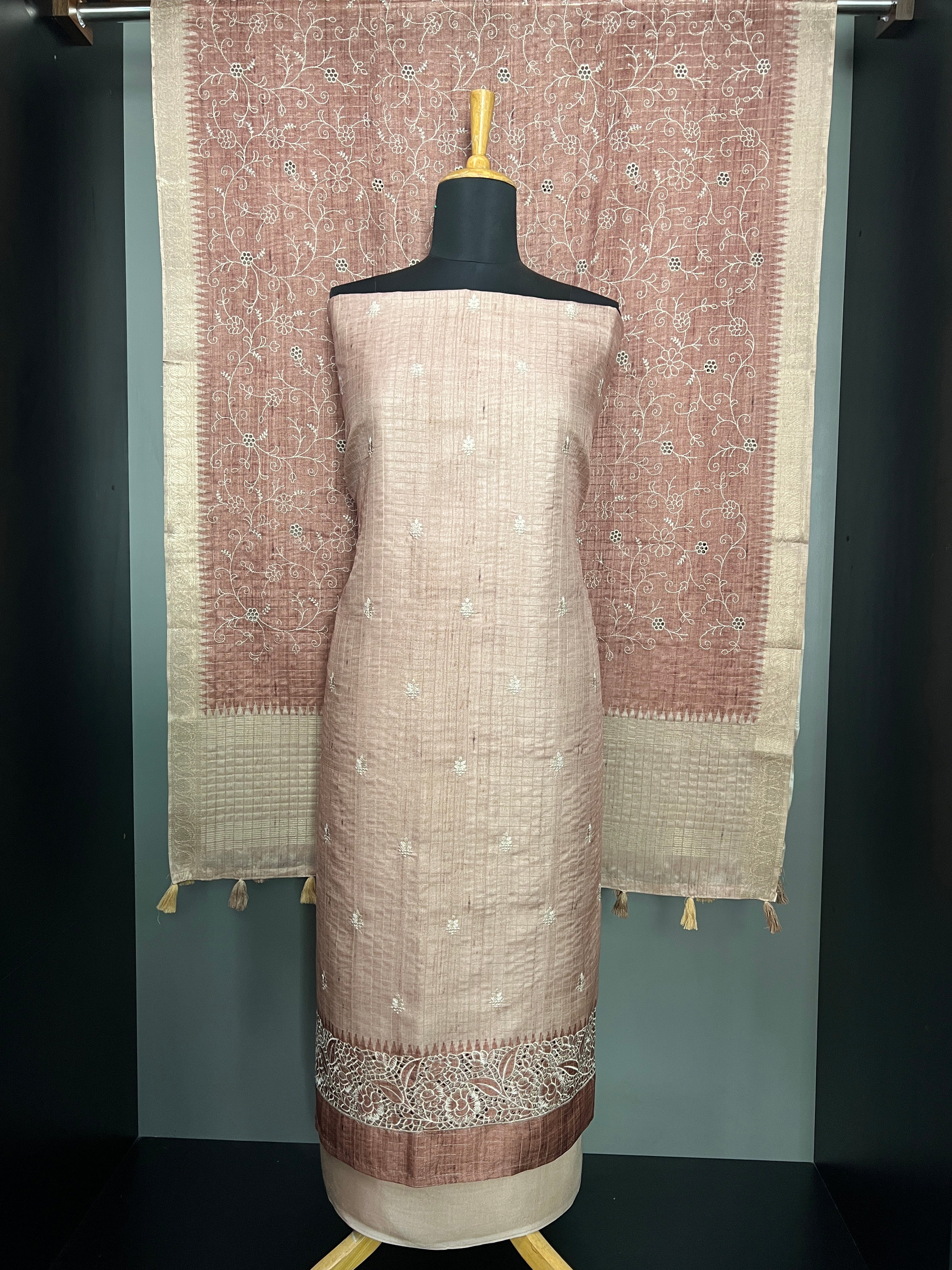 Check Weaving Tussar Salwar Set | SW2258