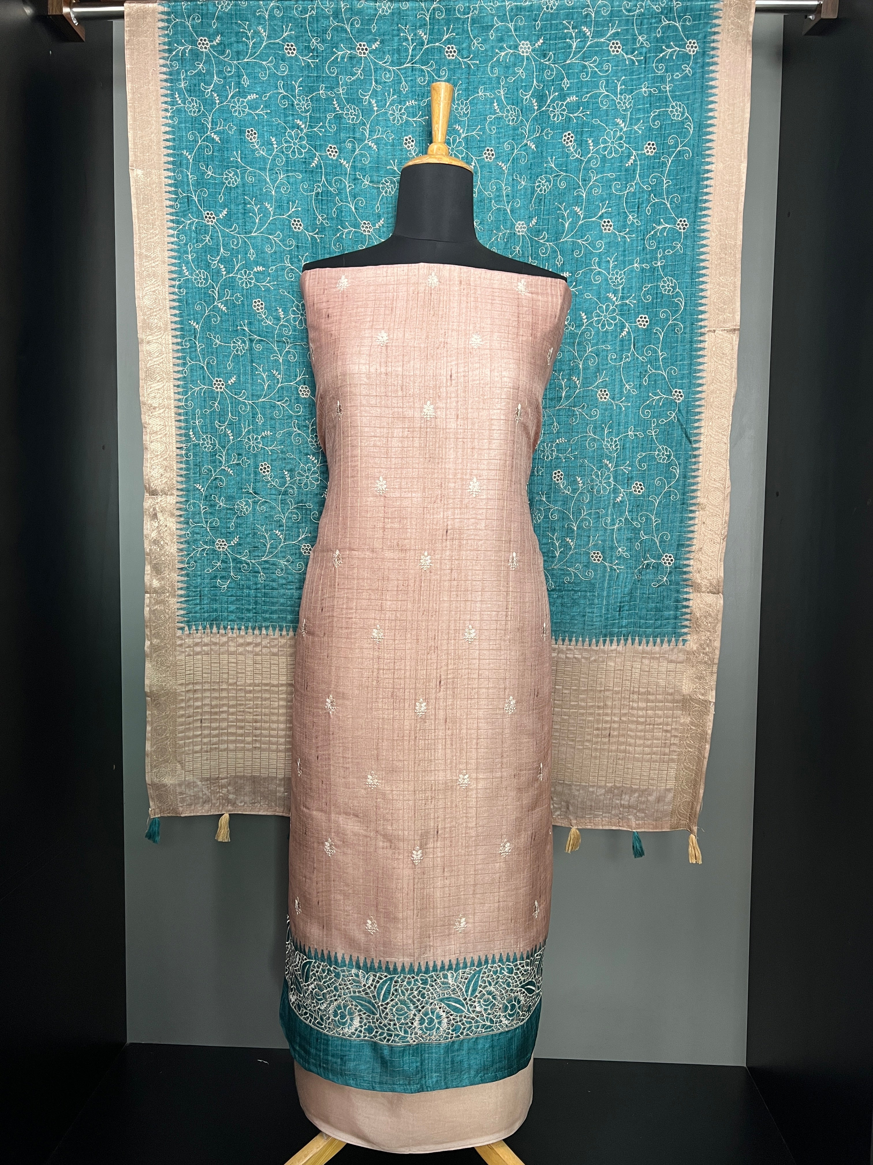 Check Weaving Tussar Salwar Set | SW2256