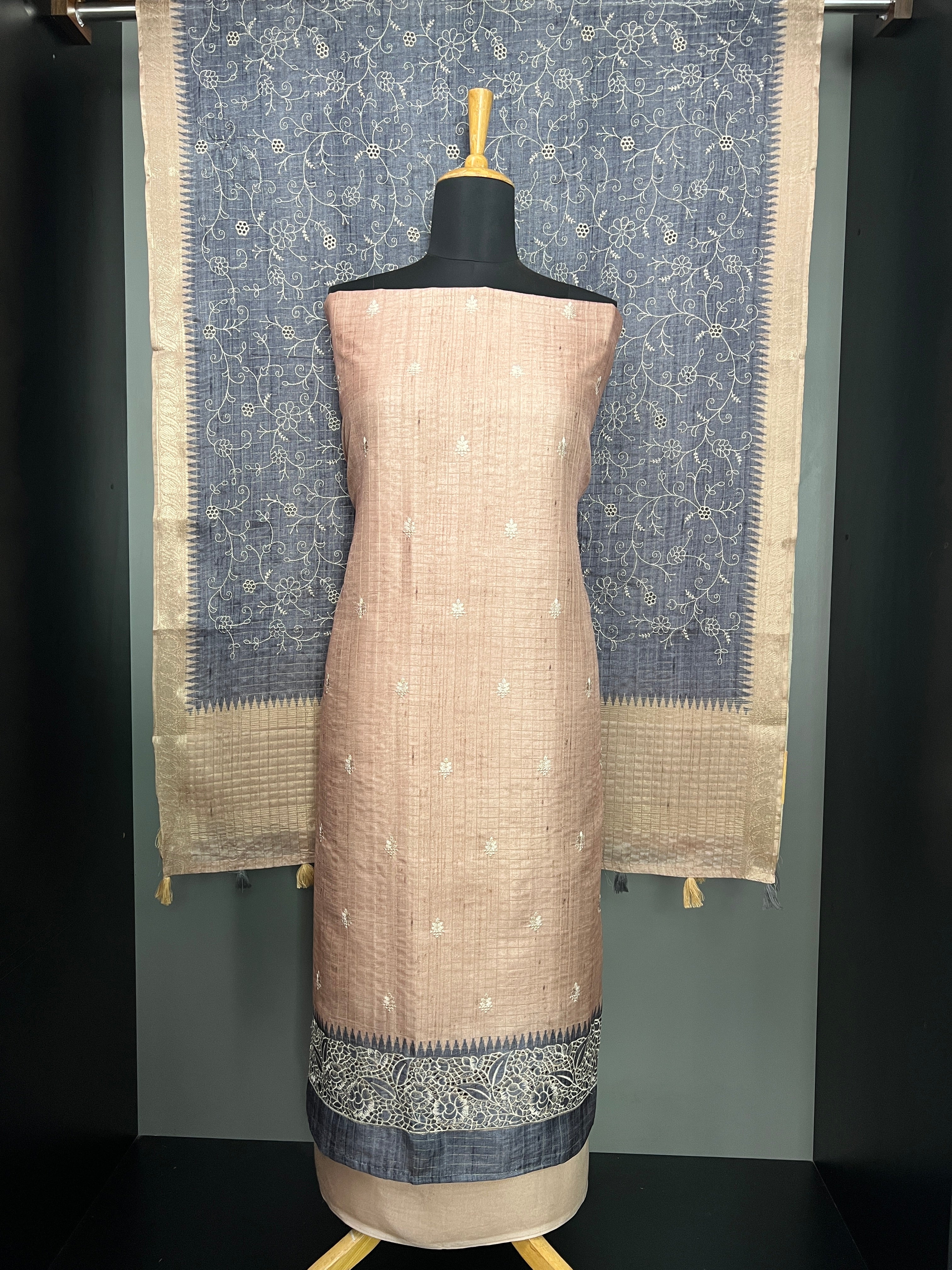 Check Weaving Tussar Salwar Set | SW2260