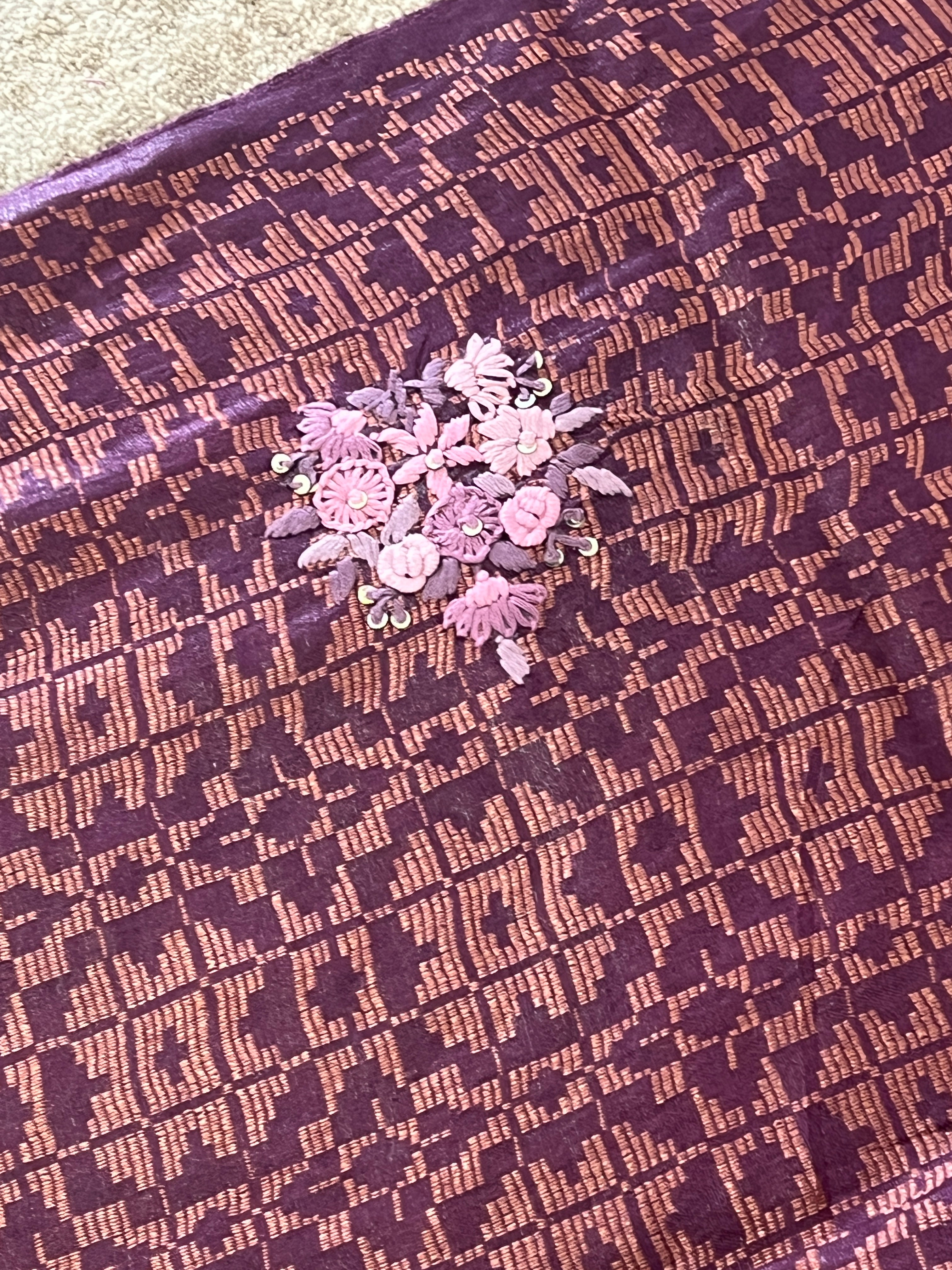 Floral Embroidery Detailed Bhagalpuri Saree | BLD700