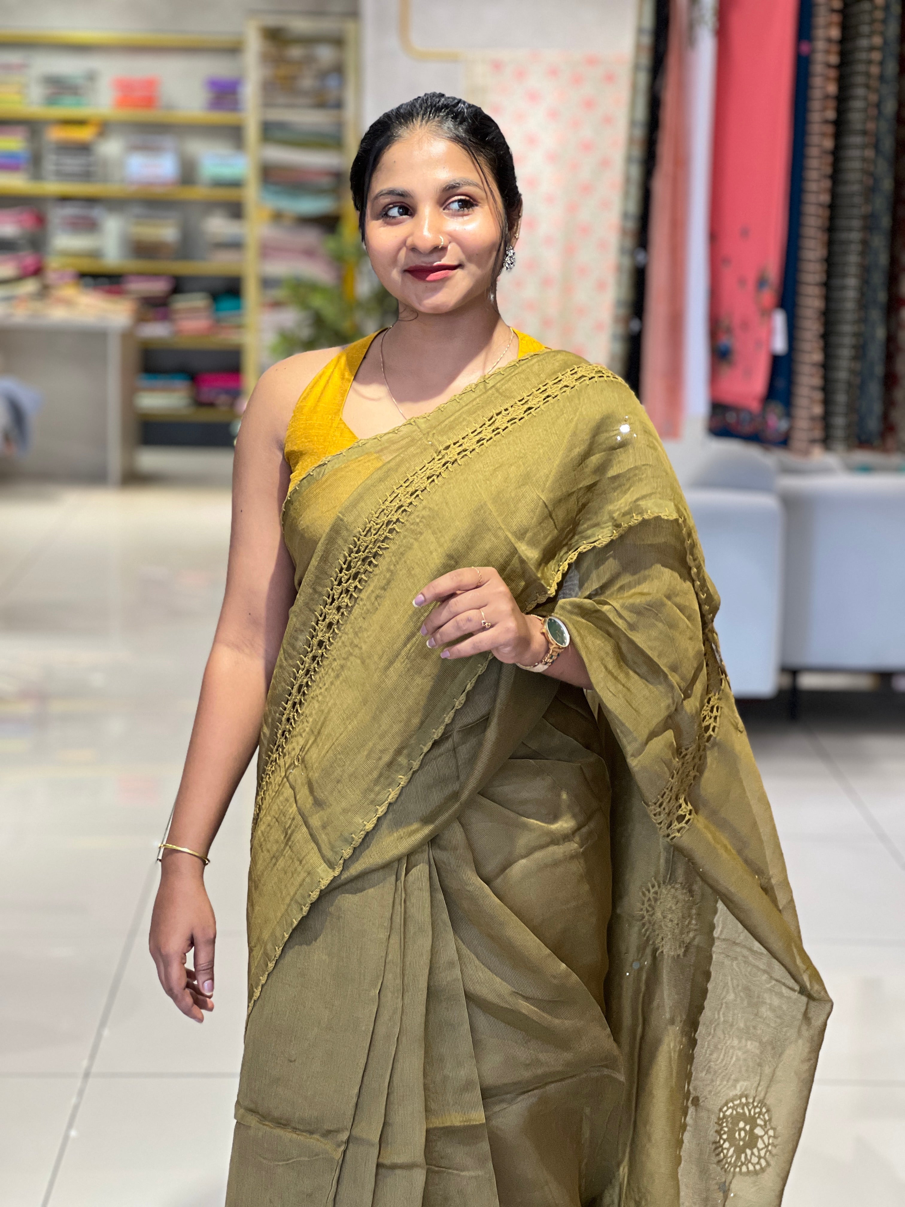 Mirror & Crochet Lace Detailed Kota Saree | SF1343