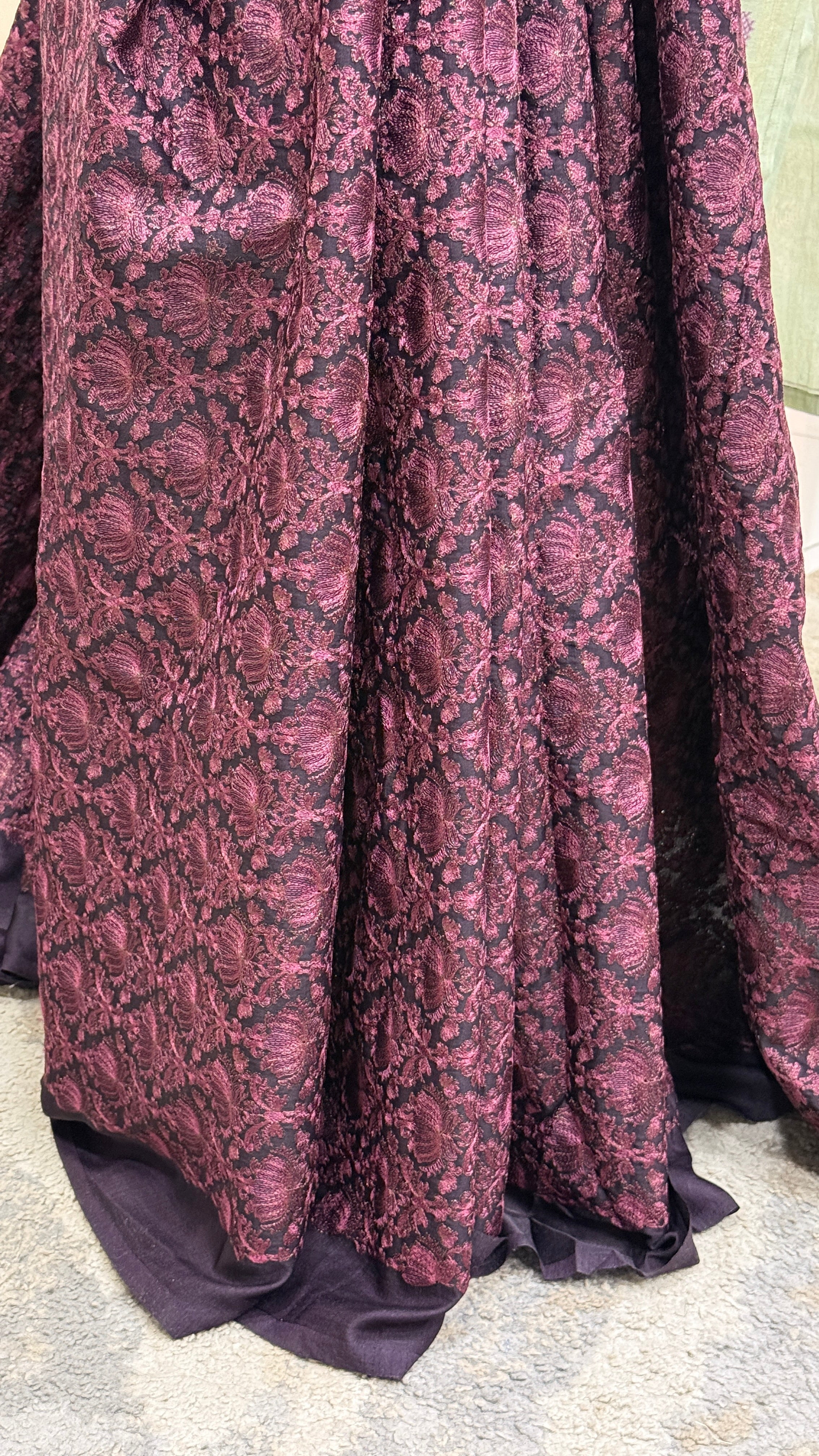 Lotus Inspired Embroidery Detailed Raw Silk Running Material | RMFC195