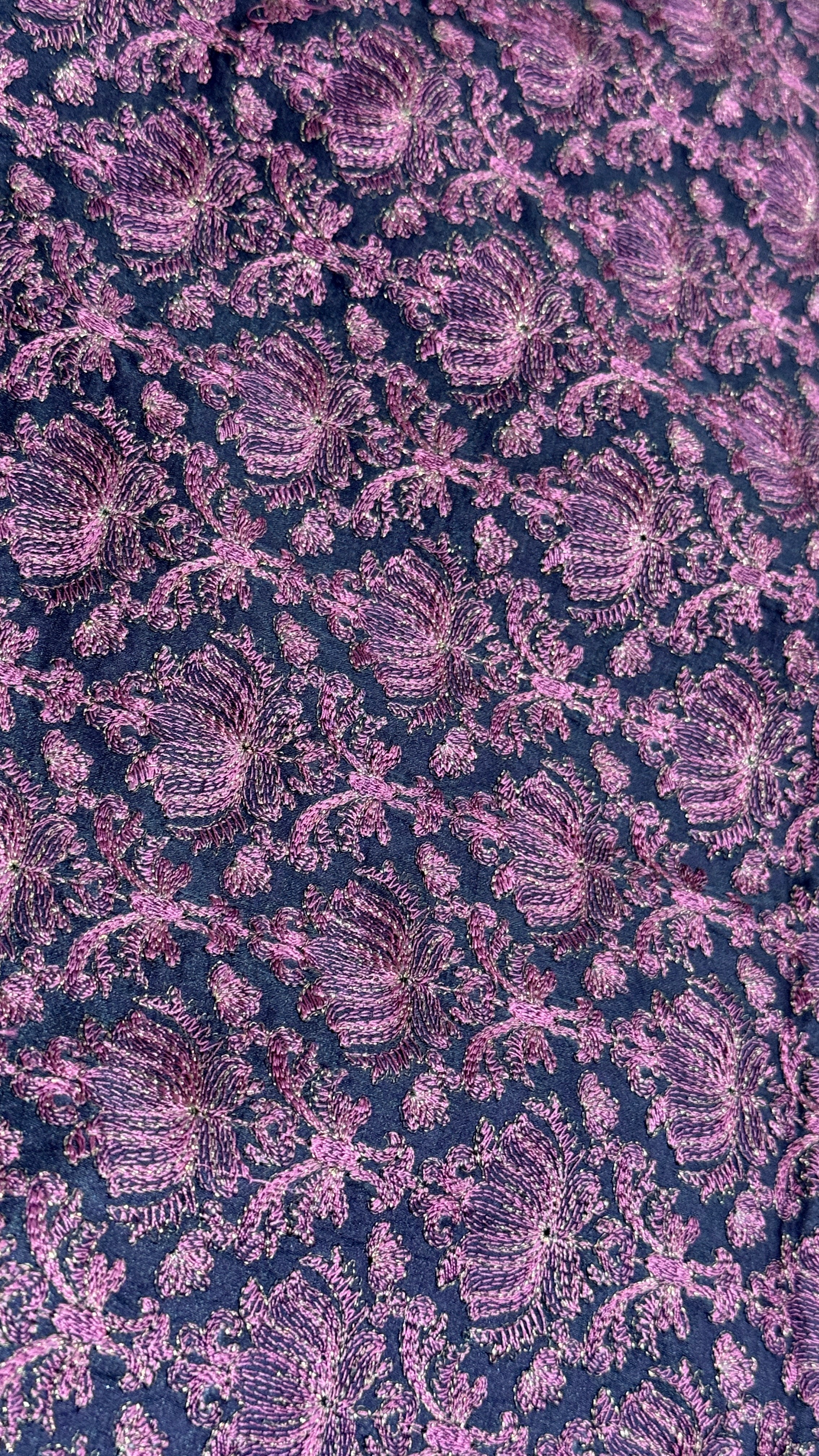 Lotus Inspired Embroidery Detailed Raw Silk Running Material | RMFC195