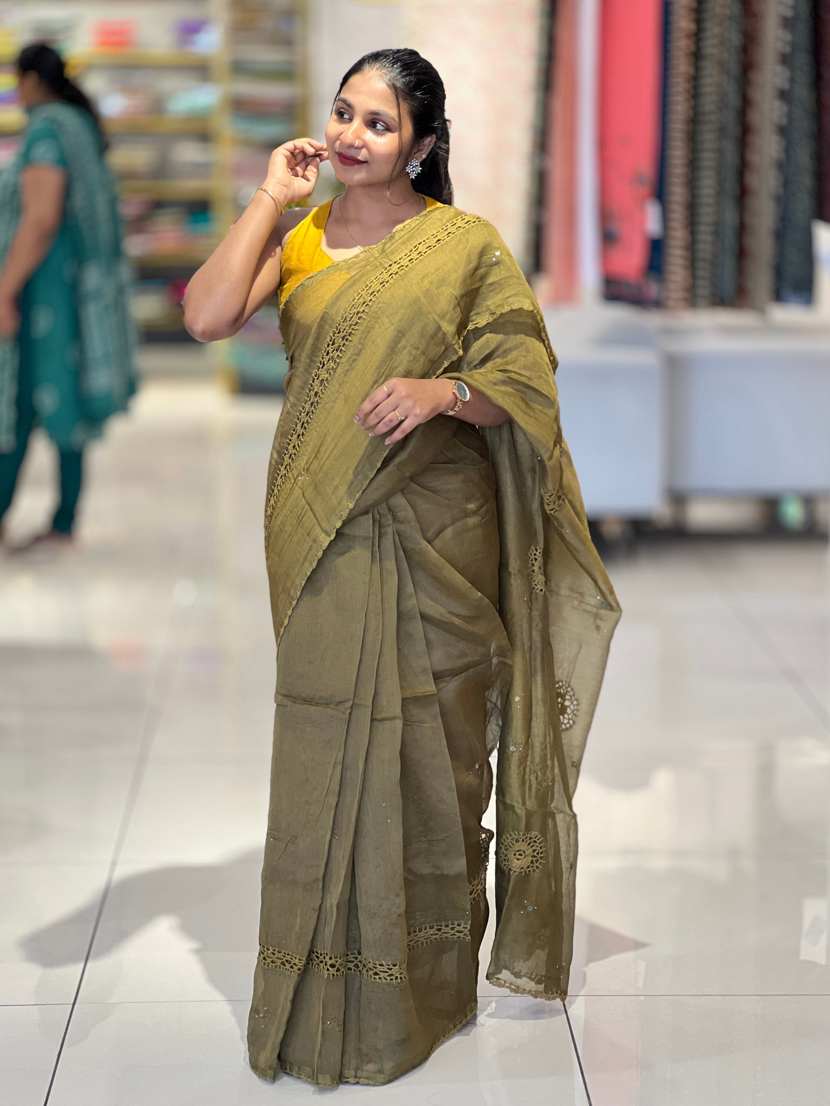Mirror & Crochet Lace Detailed Kota Saree | SF1343