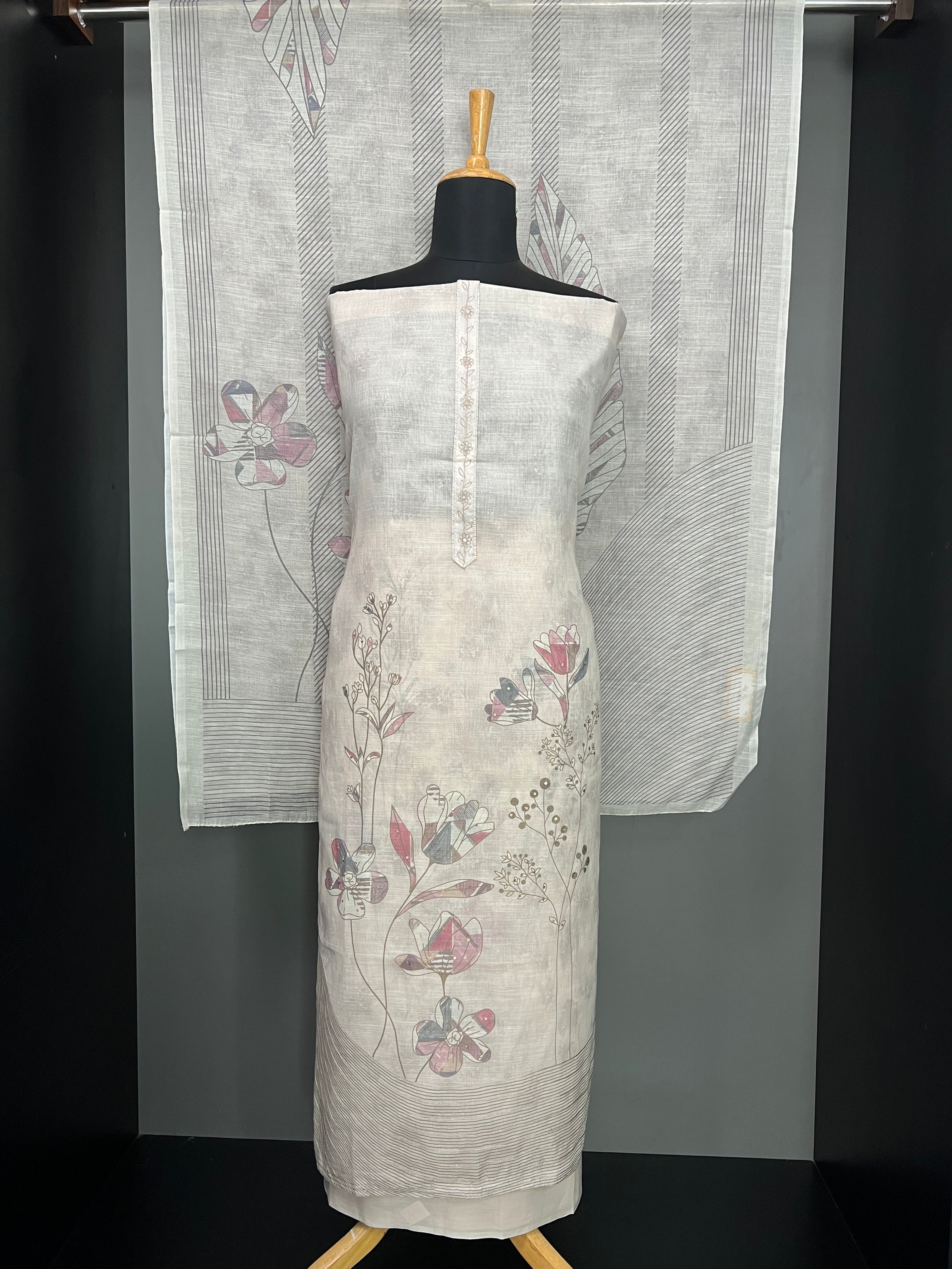 Floral Printed Linen Salwar Set | SW2252