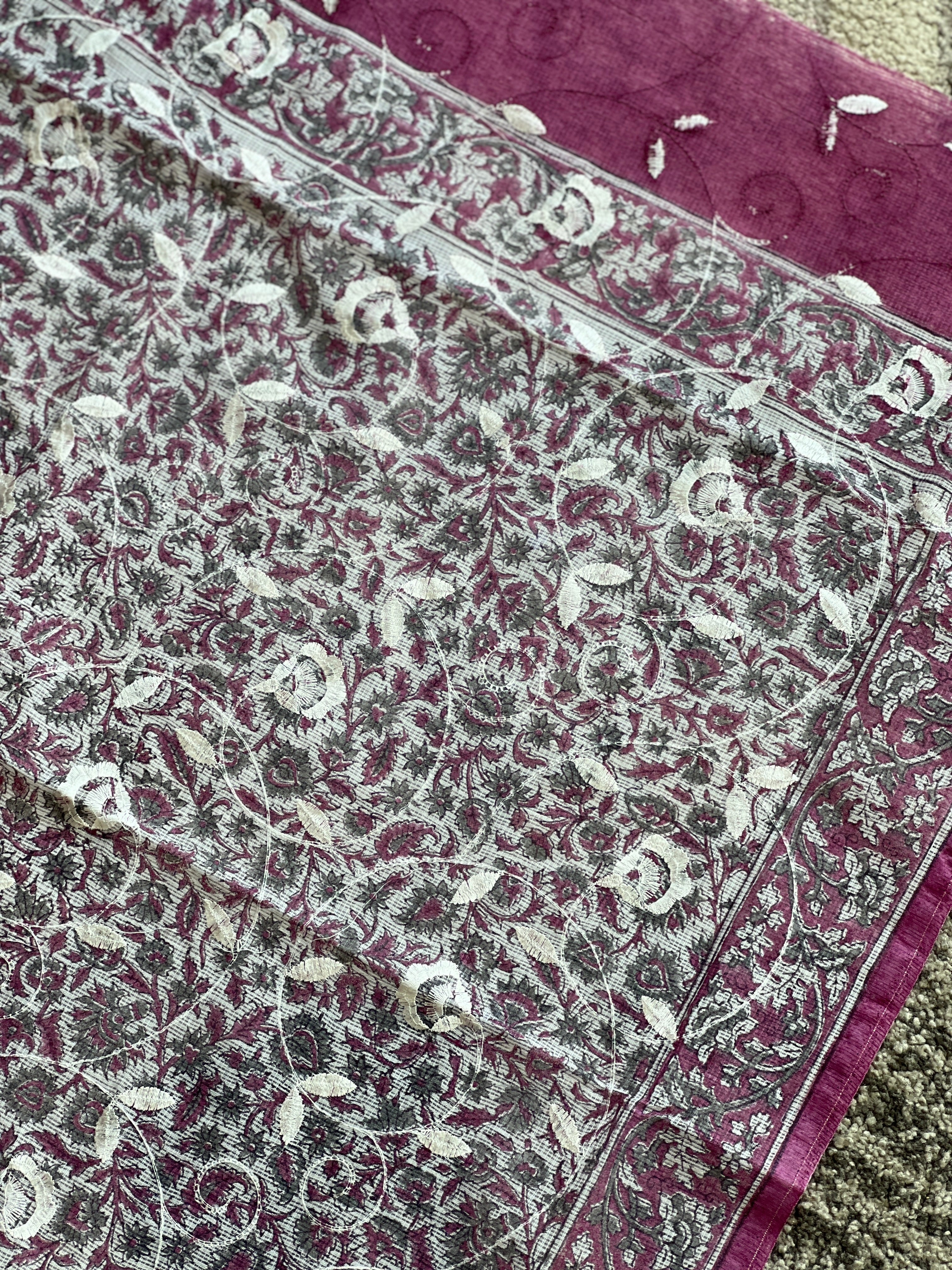 Powerloom Silky Kota Saree With Block Print | PF966
