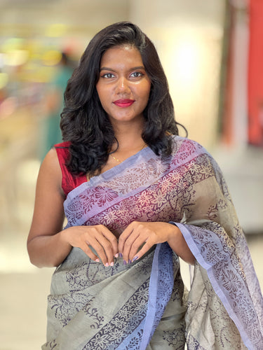 Block Printed Supernet Kota Saree | SF1314