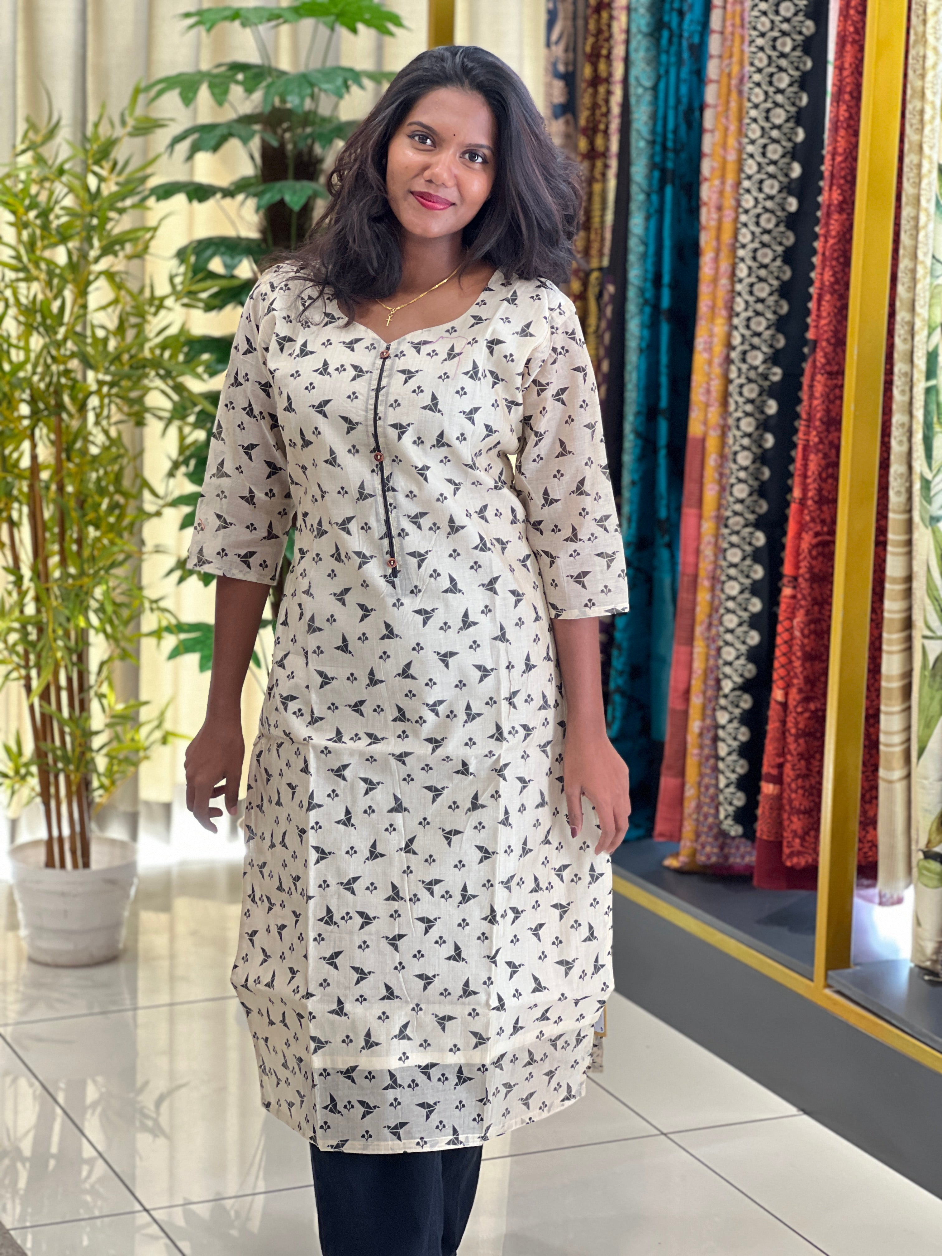 Printed Pattern Chanderi Kurta | RMLA352