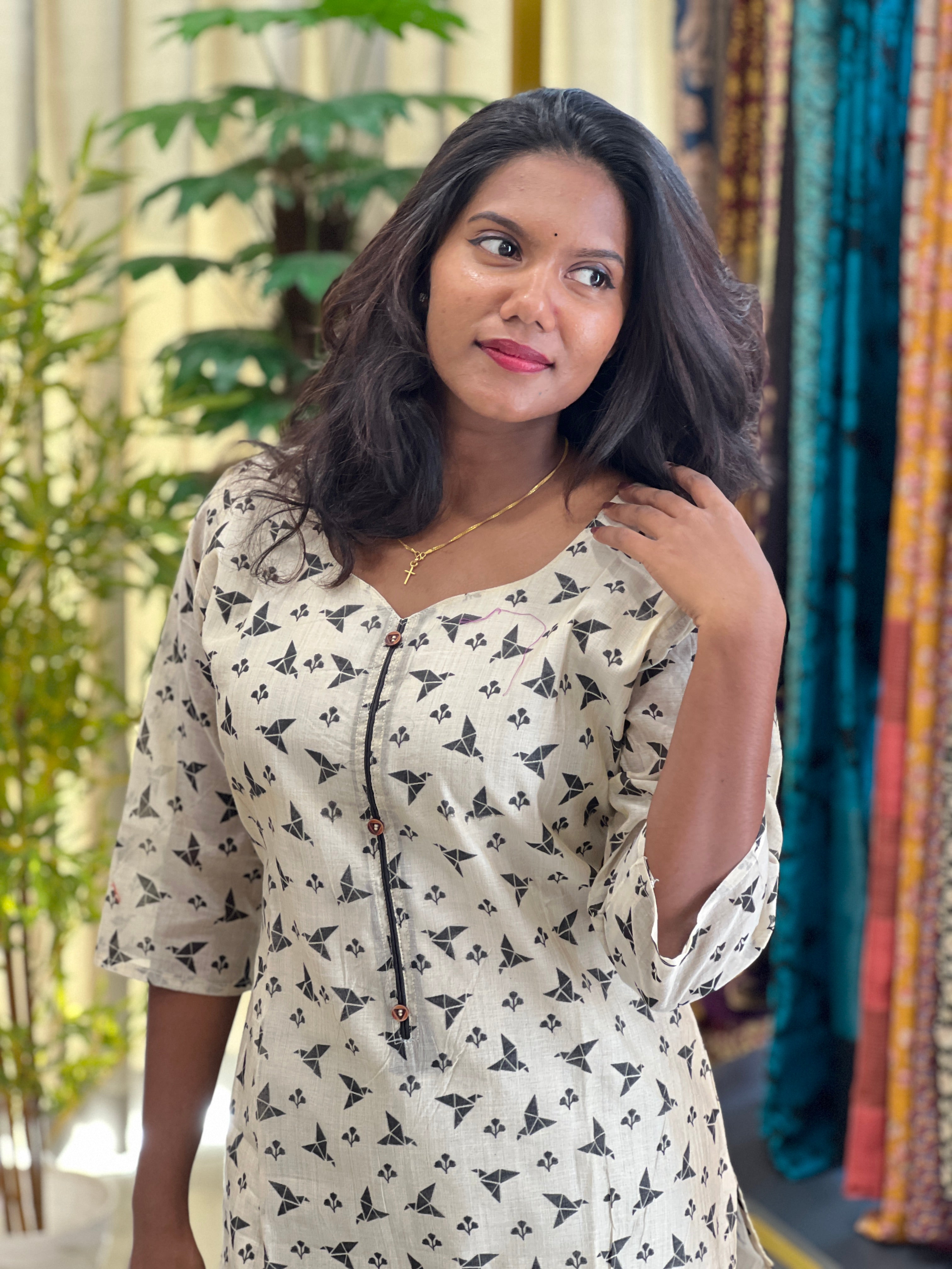 Printed Pattern Chanderi Kurta | RMLA352