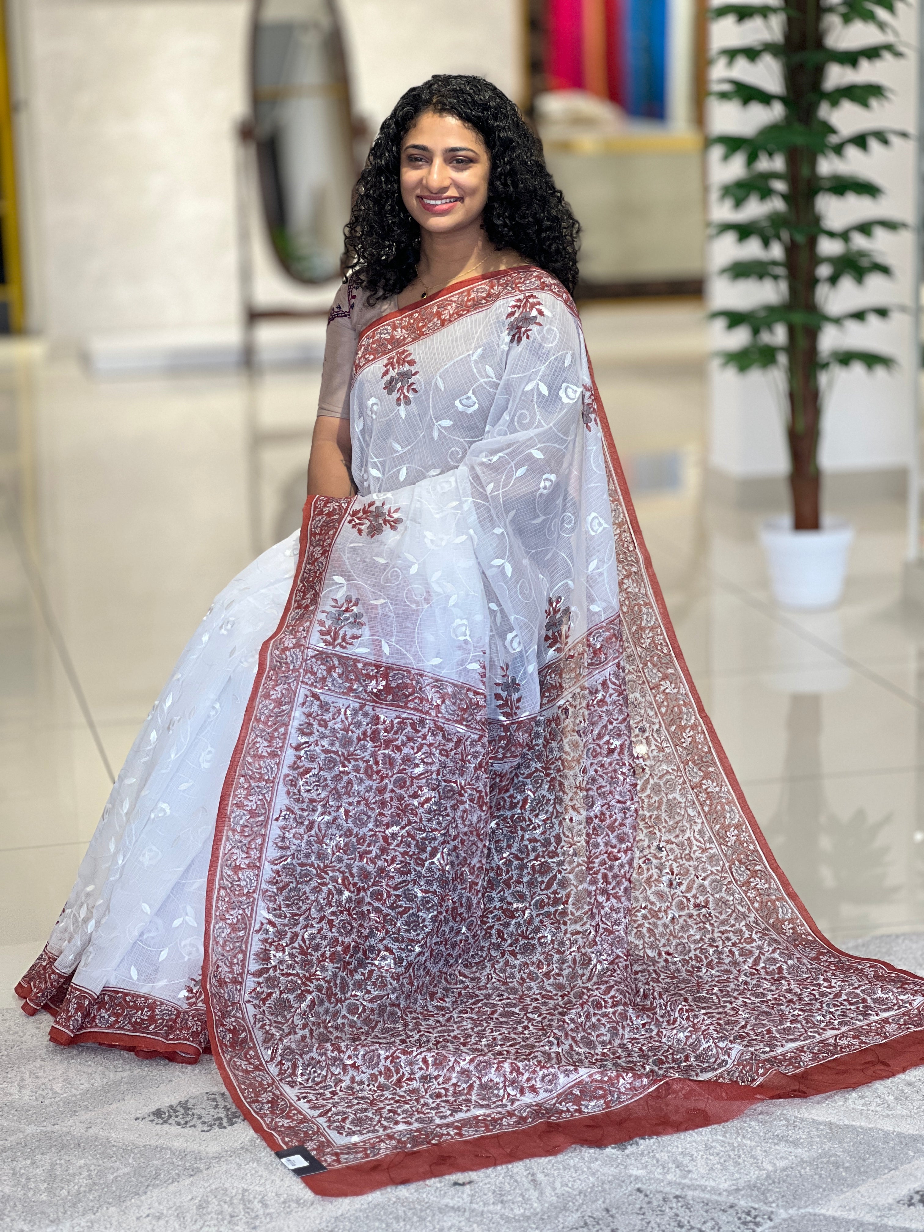 Silky Kota Saree With Block Print | PF962