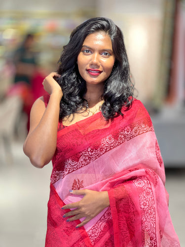 Block Printed Supernet Kota Saree | SF1307
