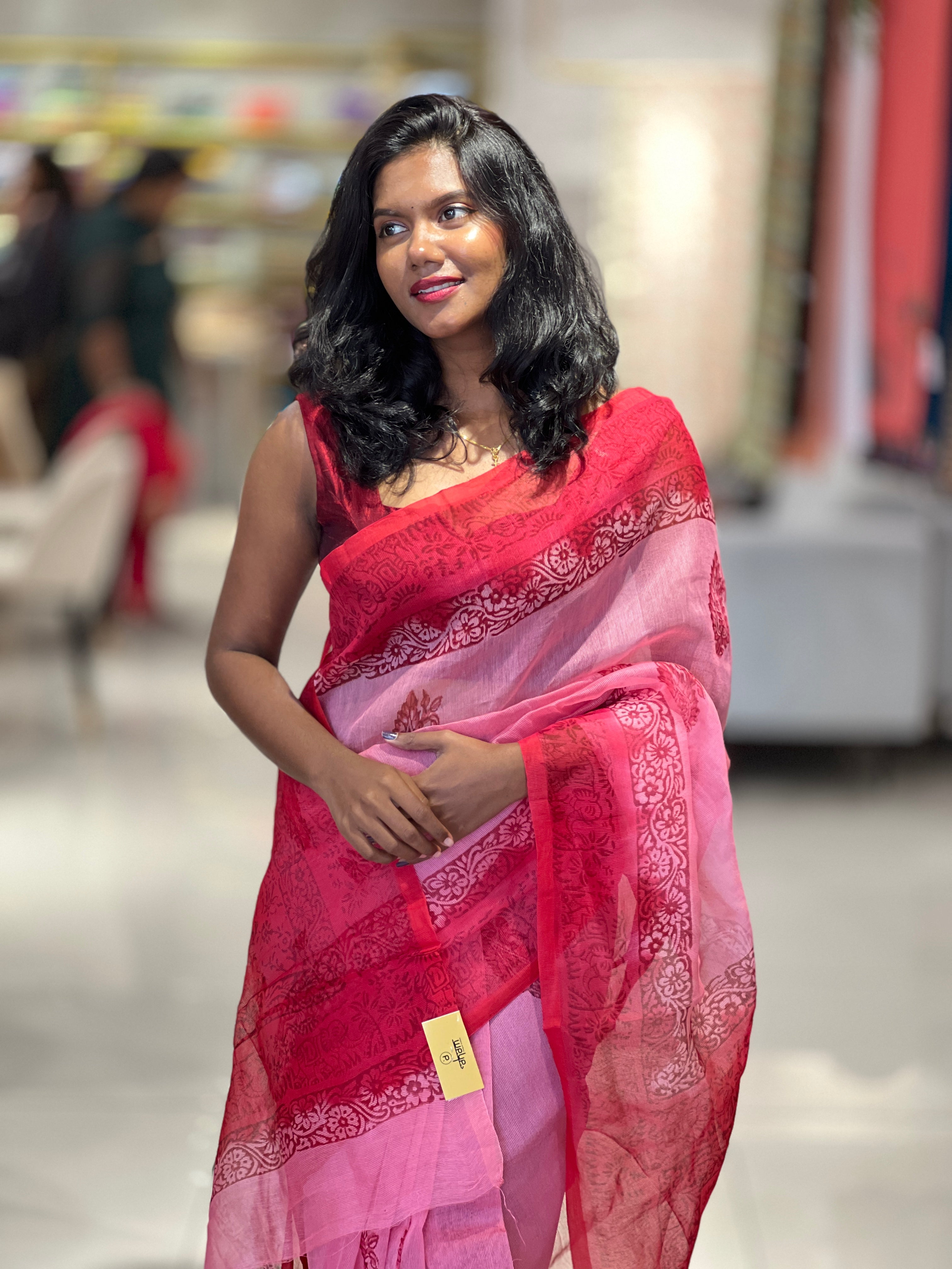 Block Printed Supernet Kota Saree | SF1307
