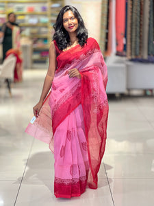 Block Printed Supernet Kota Saree | SF1307