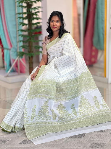 Floral Screen Printed Voile Cotton Saree | VDA145