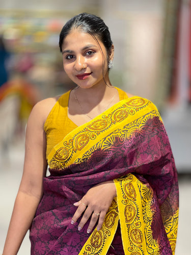 Block Printed Uppada Silk Saree | SF1303