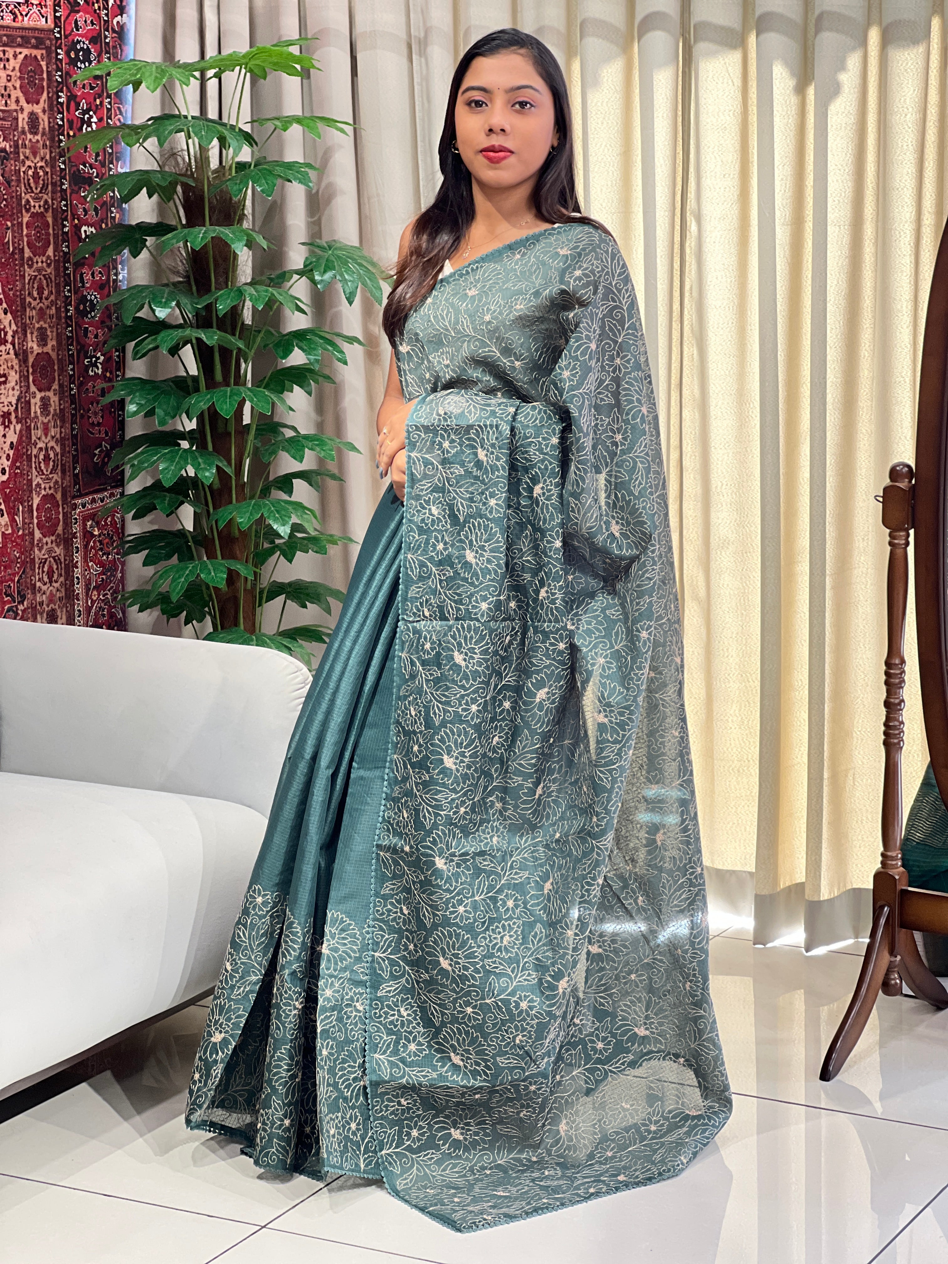 Floral Jaal Embroidered Silky Kota Saree | BLD2095