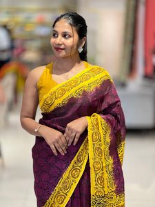 Block Printed Uppada Silk Saree | SF1303