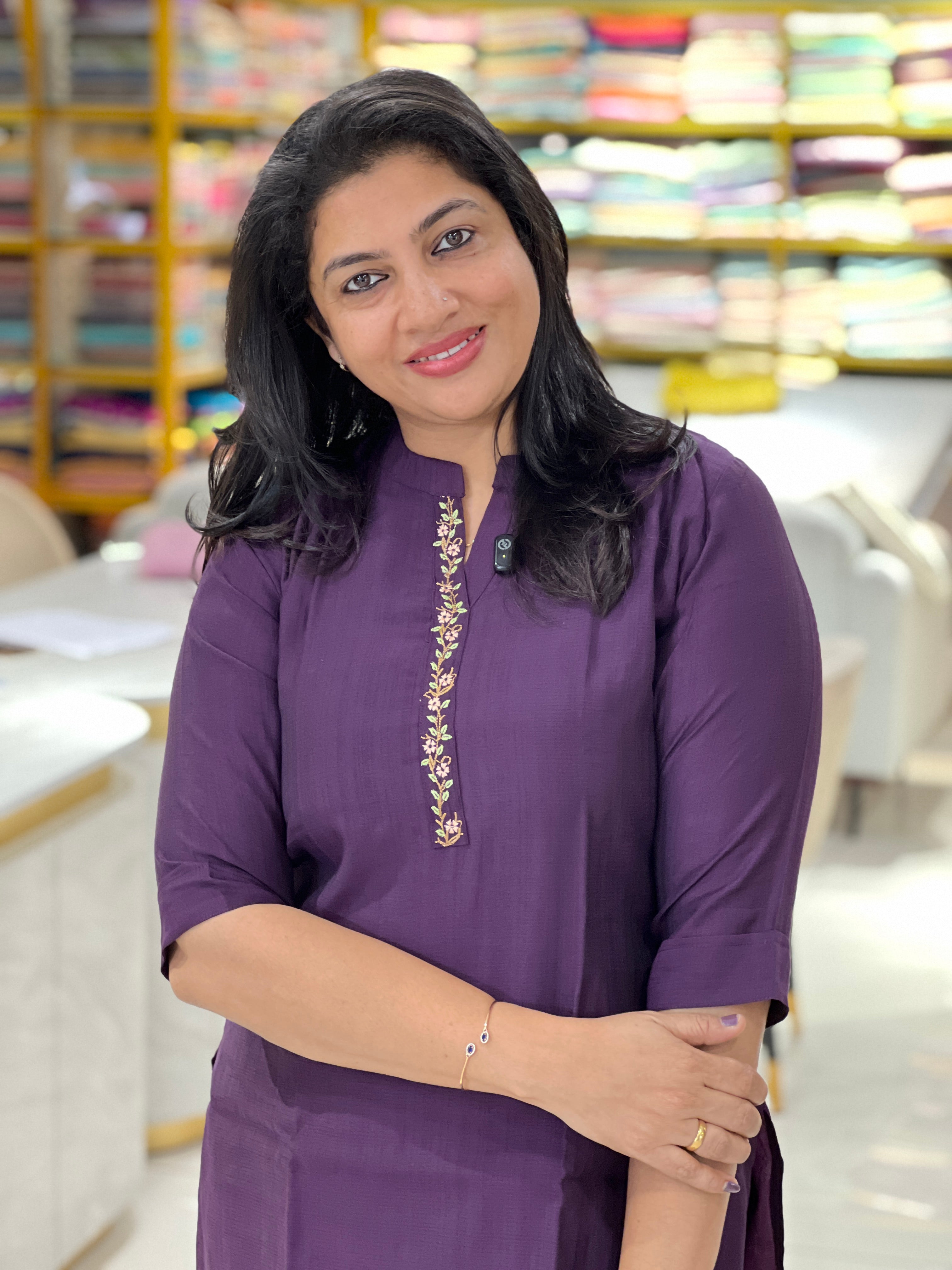 Floral Embroidered Vichithra Silk Kurta |MSN235