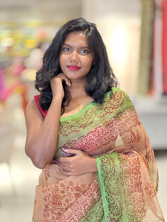 Block Printed Supernet Kota Saree | SF1322