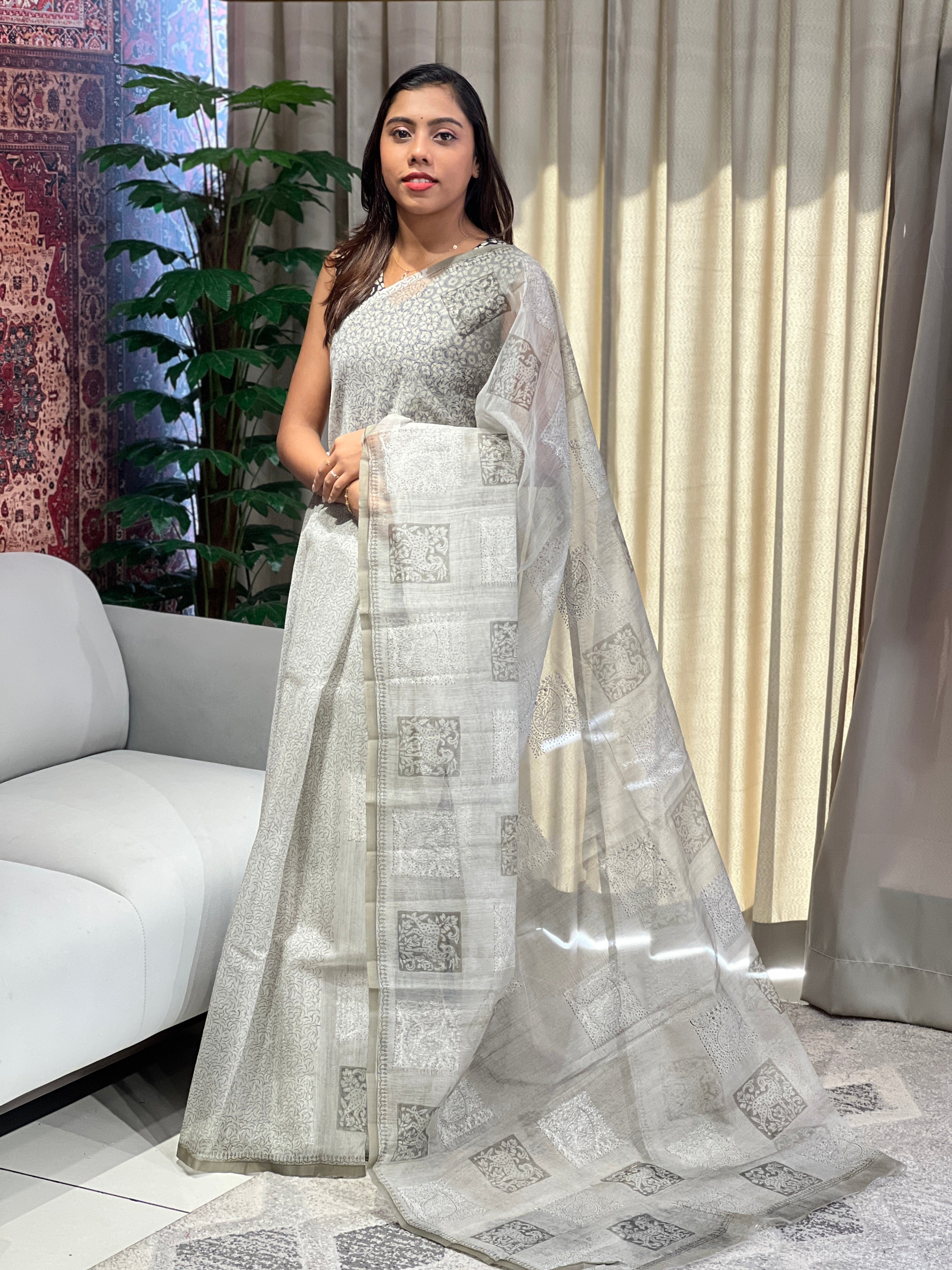 Machine Embroidery Detailed Supernet Kota Saree | YNG790