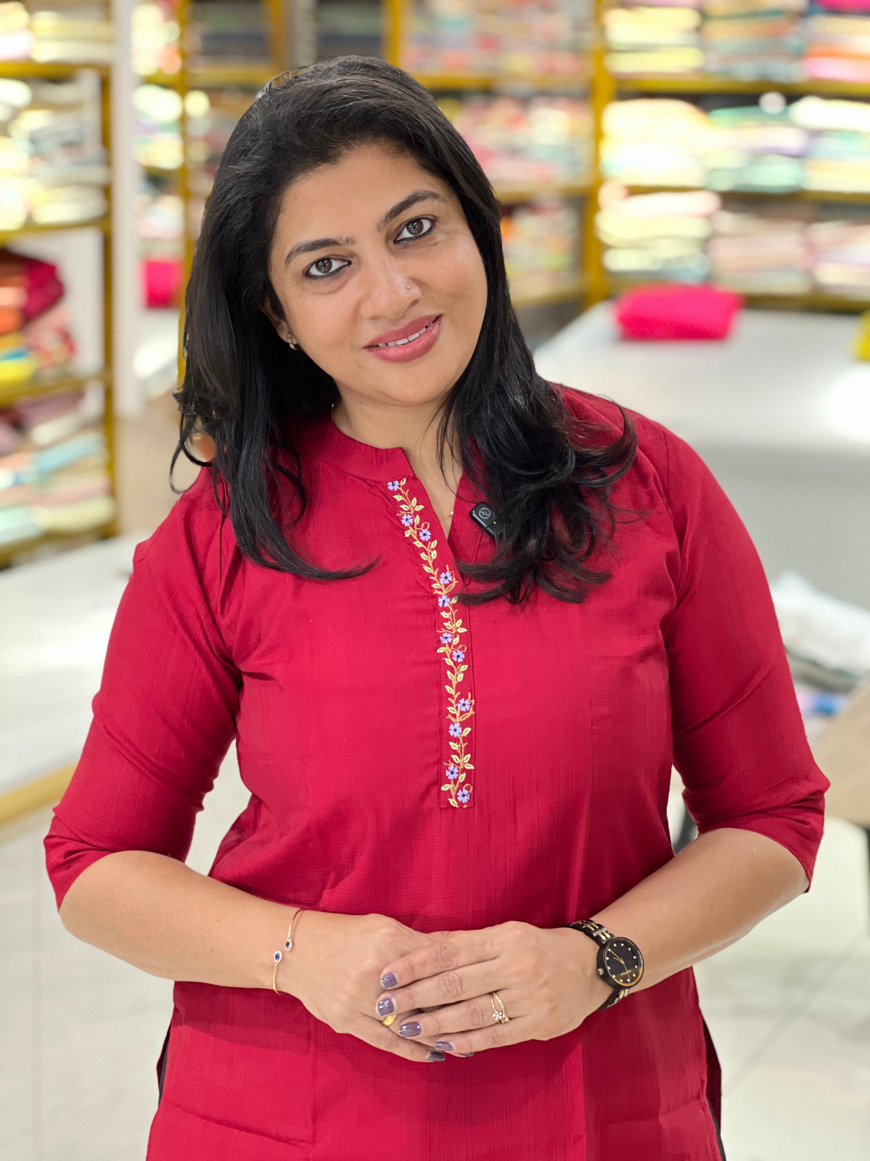 Floral Embroidered Vichithra Silk Kurta |MSN234