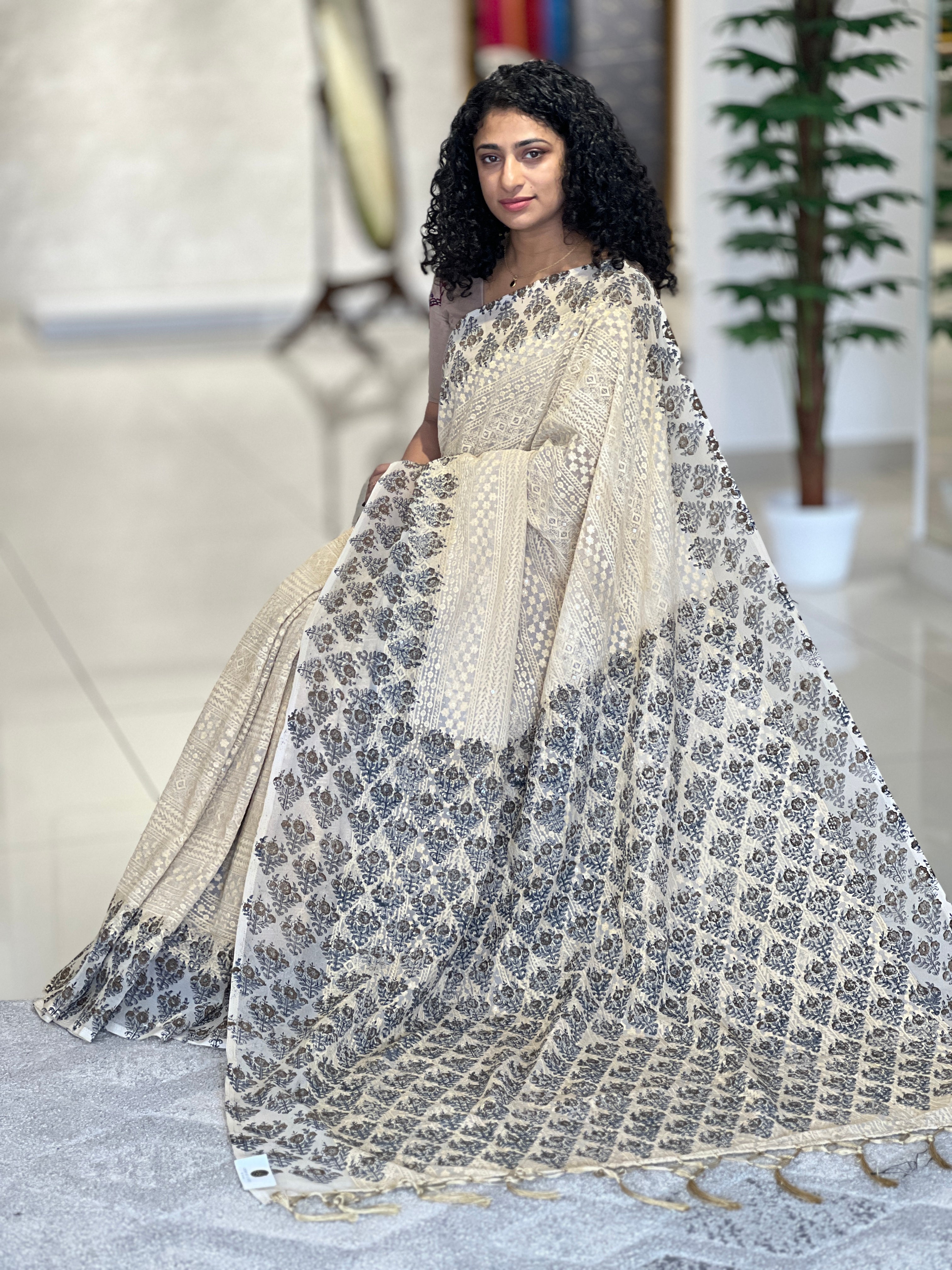 Lucknowi Embroidered Semi Georgette Saree | PF976