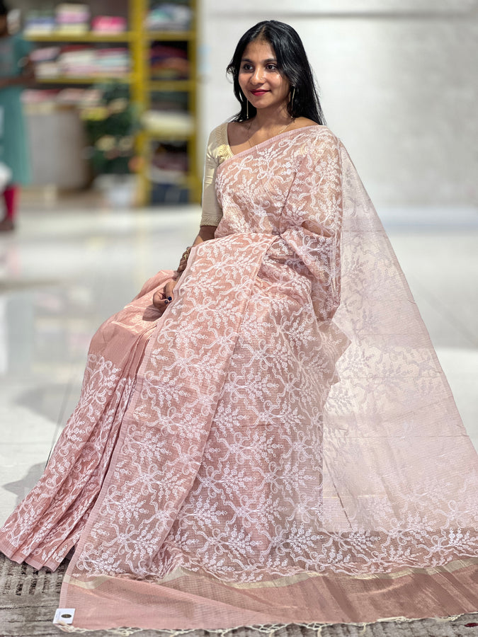 Floral Embroidered Tissue Saree | BLD756