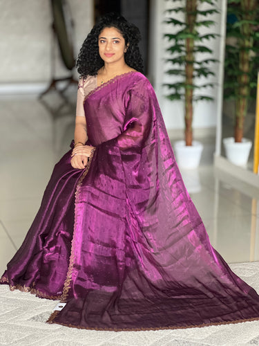 Stone Work Glass Organza Saree | SBP393
