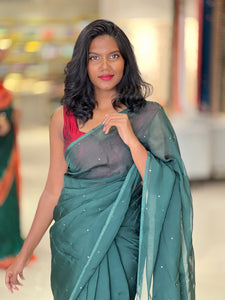 Mukaish Work Detailed Organza Saree | SF1267