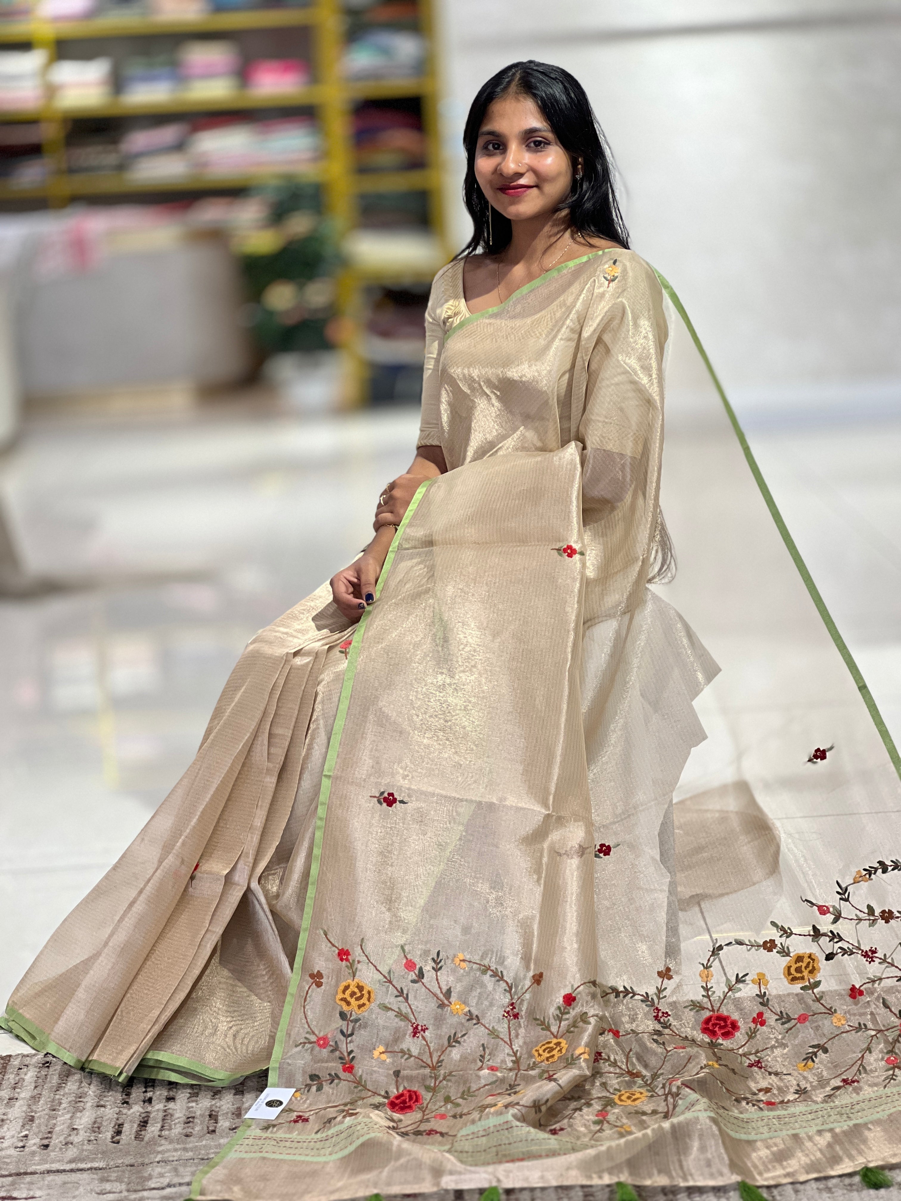 Hand Embroidery Tissue Organza Saree | BLD720