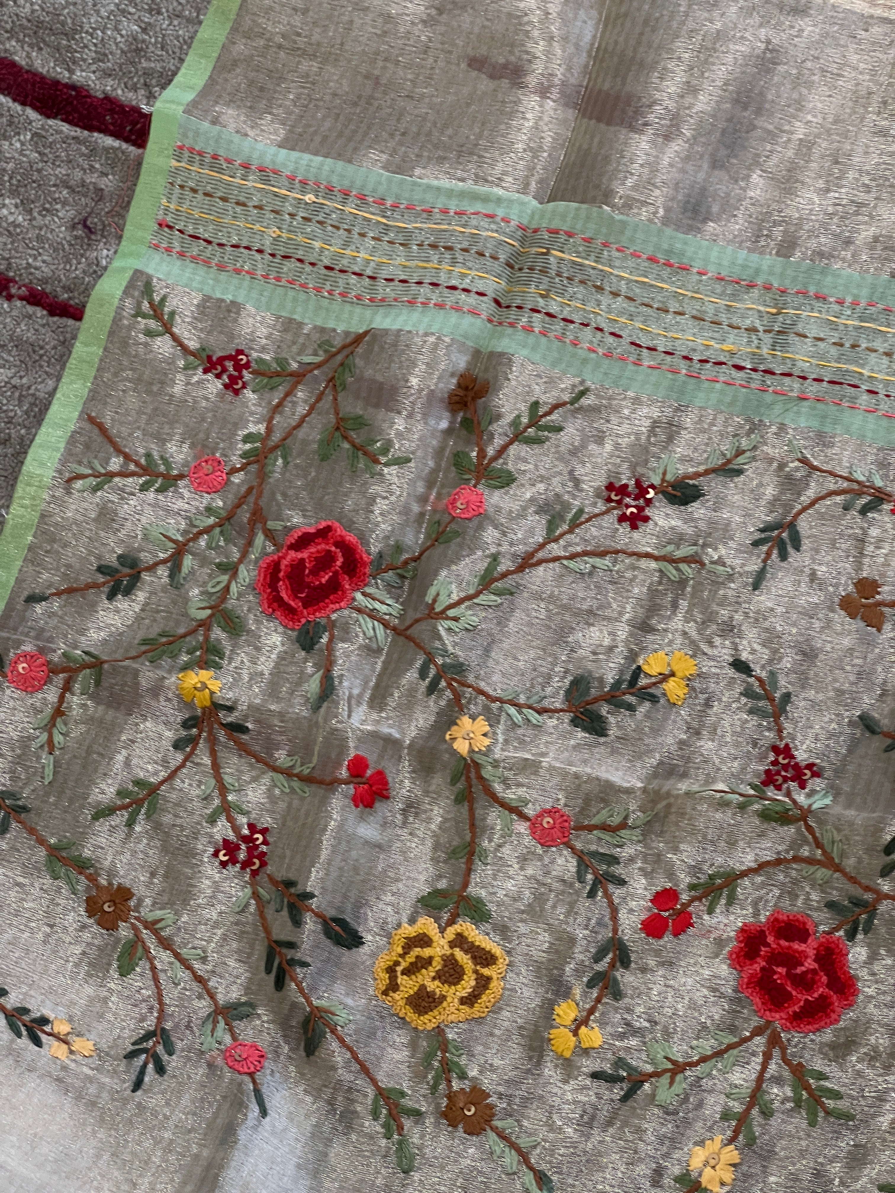 Hand Embroidery Tissue Organza Saree | BLD720