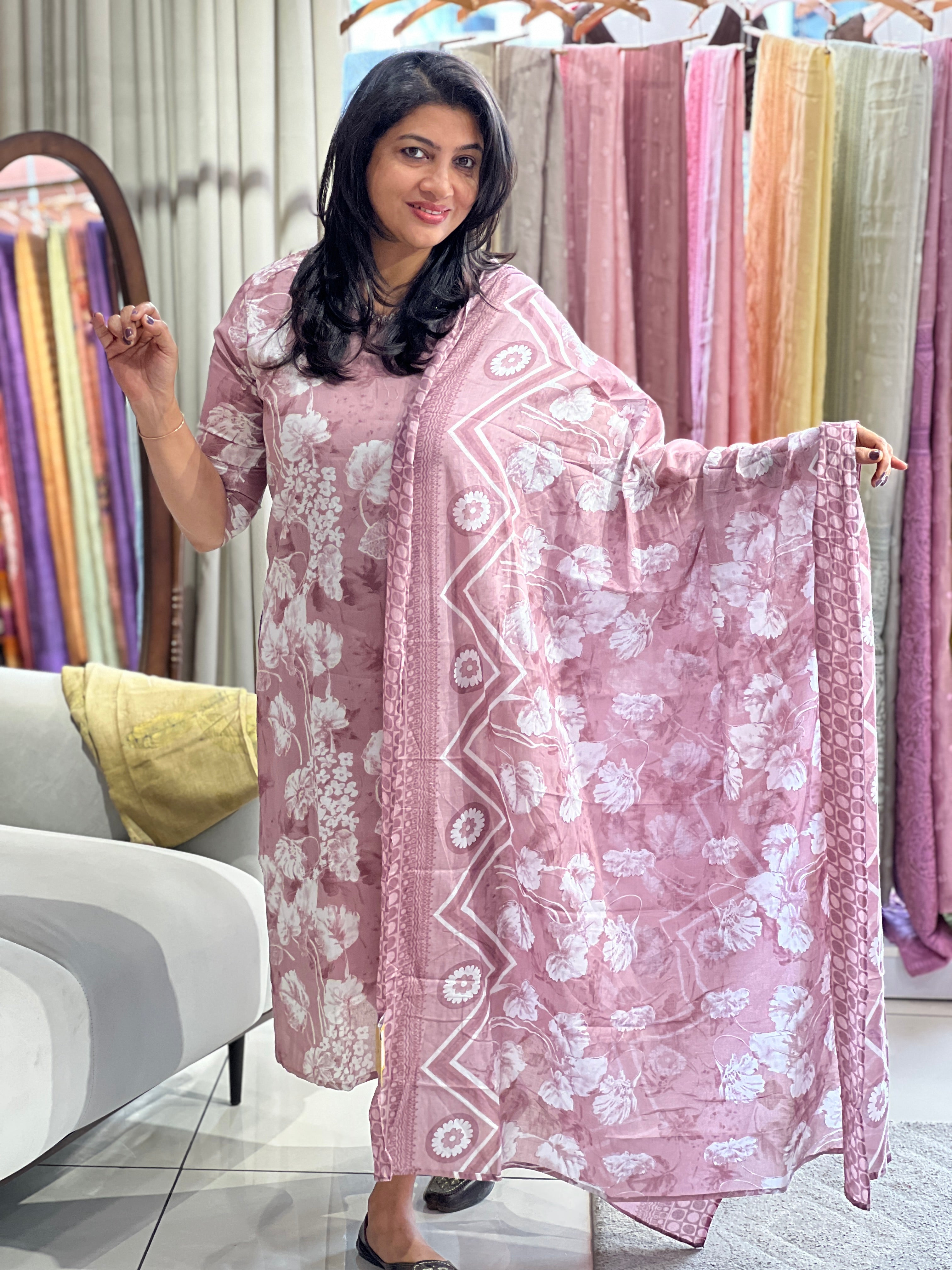 Floral Printed Cotton Kurta Set | MSN229