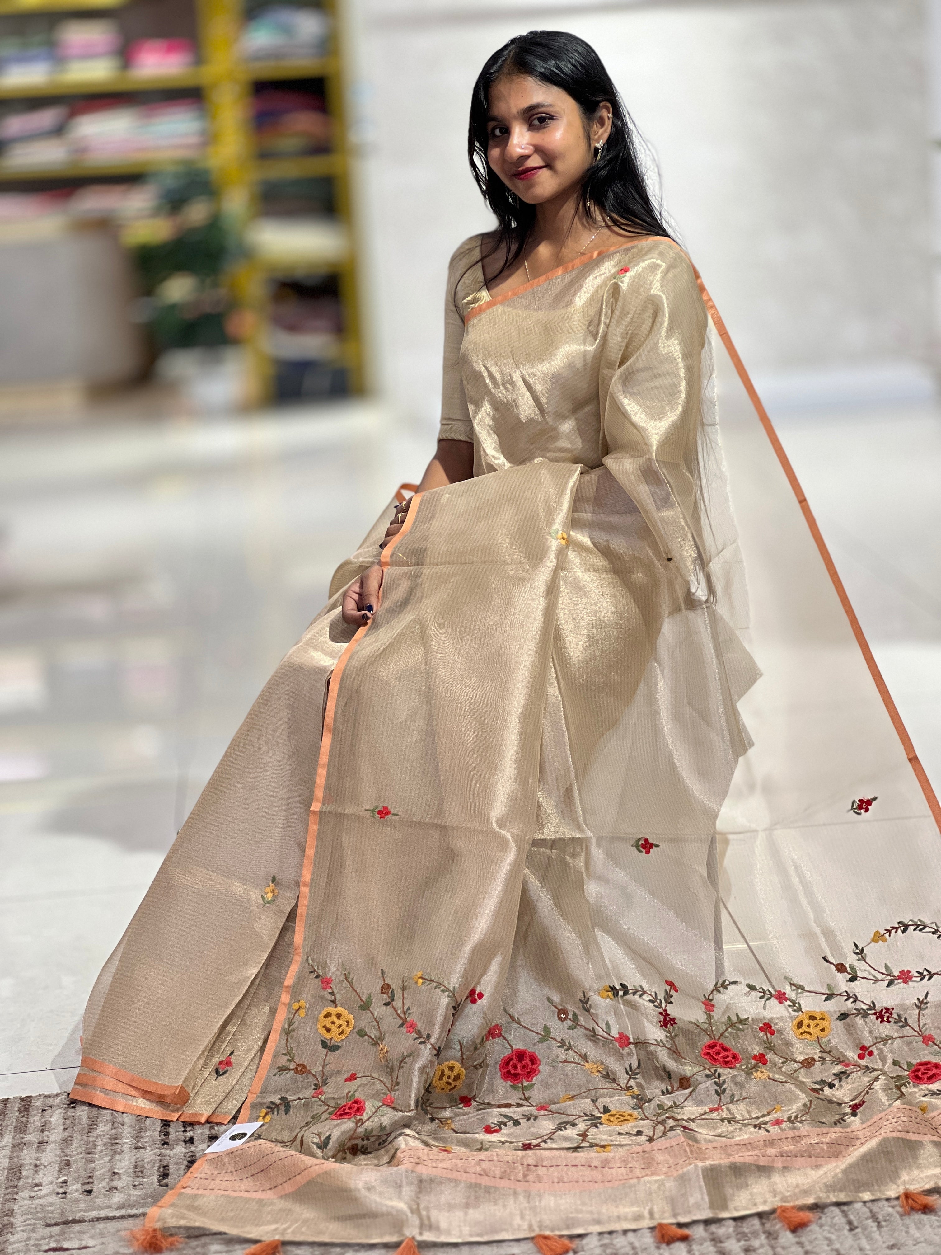 Hand Embroidery Tissue Organza Saree | BLD721