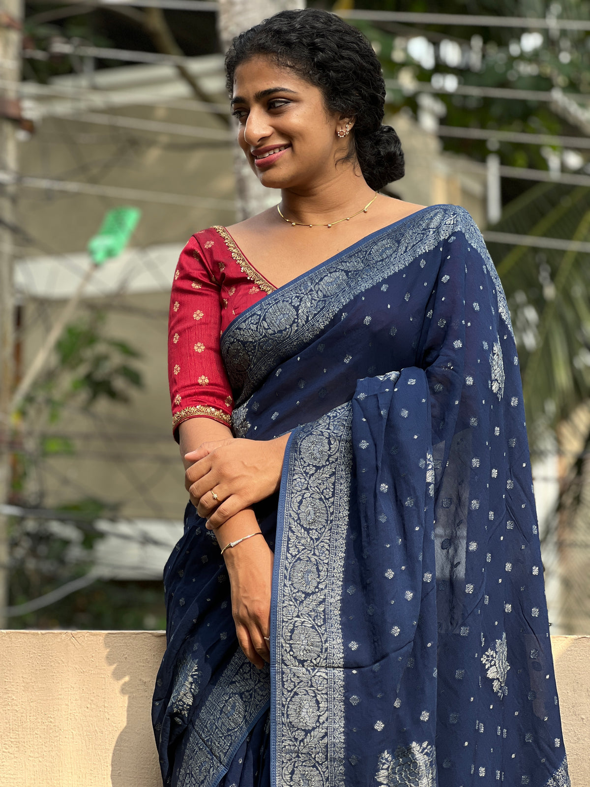 Traditional Banarasi Pattern Georgette Saree | AV185