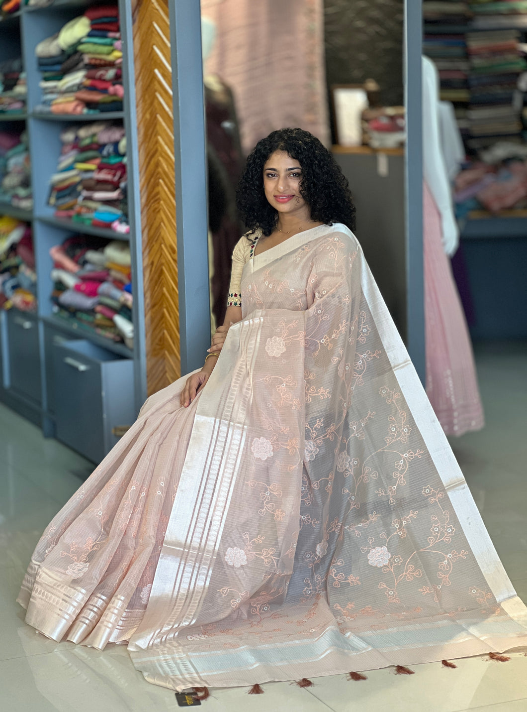 Point Embroidery Silky Kota Saree | BLD280