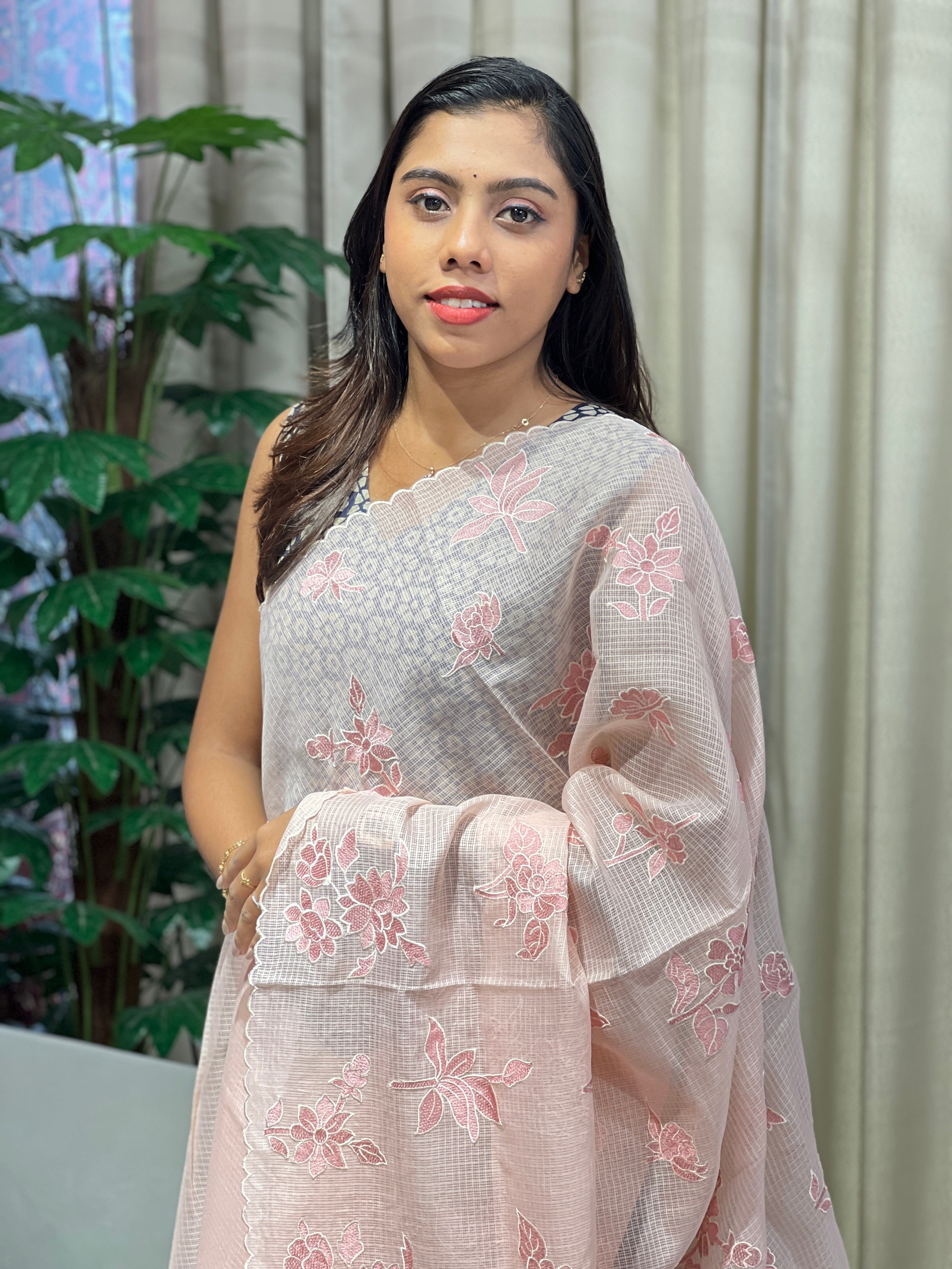 Floral Machine Embroidery Detailed Kota Saree | BLD1795