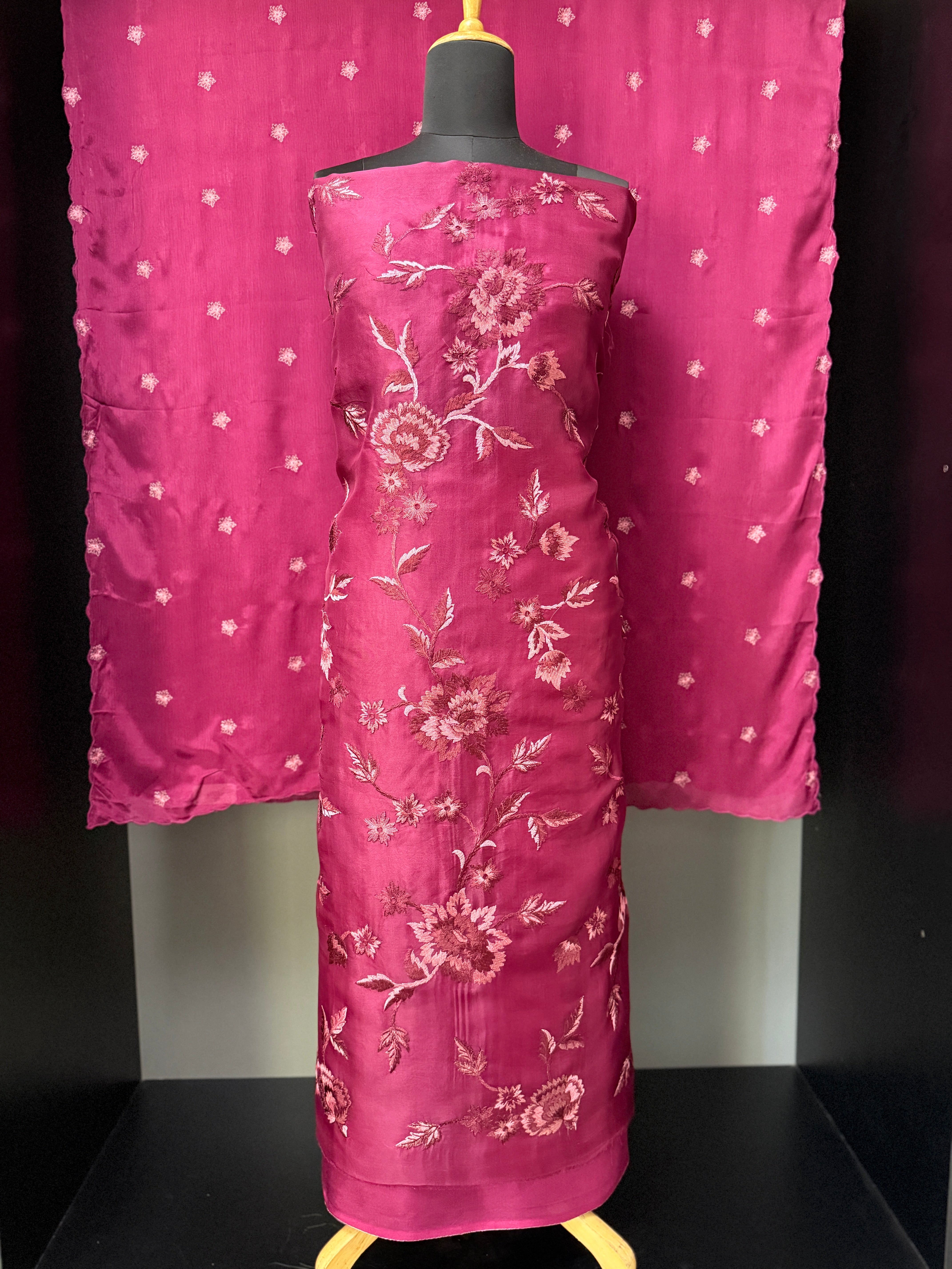 Floral Machine Embroidery Pure Organza Salwar Set | SBS1322