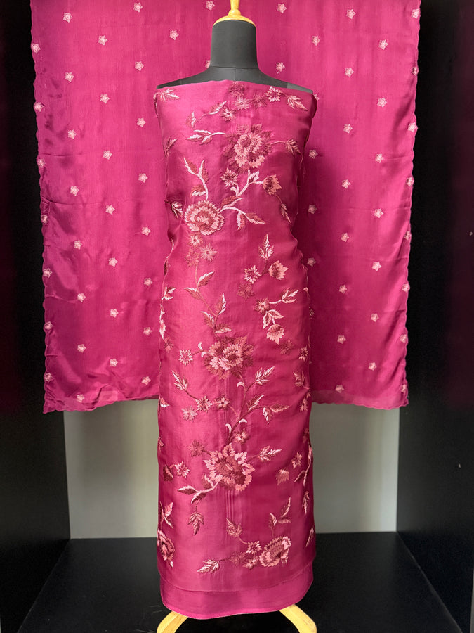 Floral Machine Embroidery Pure Organza Salwar Set | SBS1322