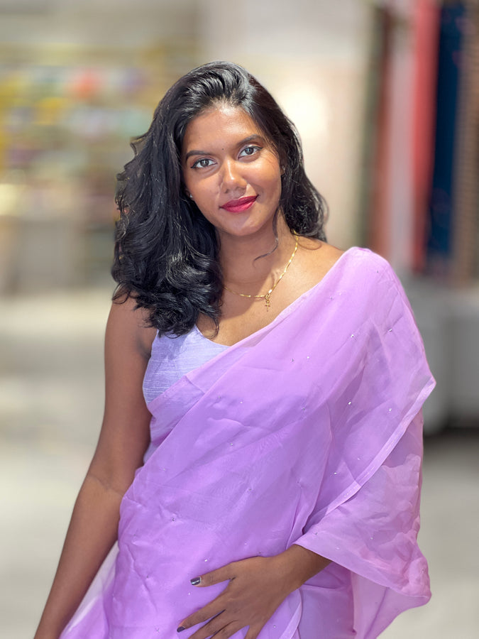 Mirror Work Detailed Organza Saree | SF1265