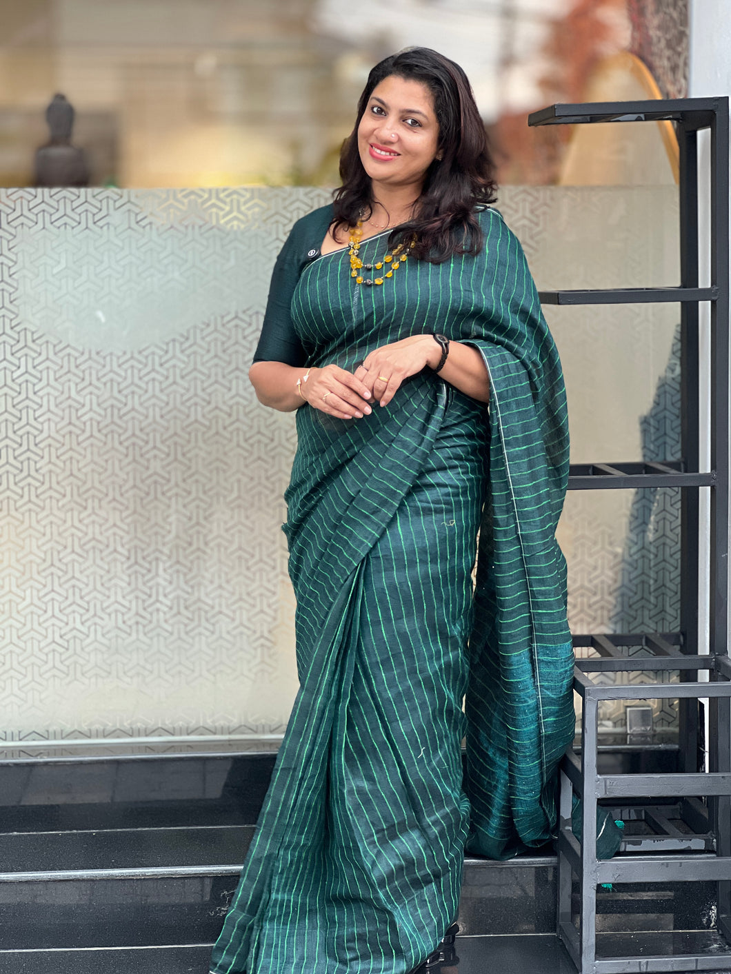 Stripe Pattern  Bhagalpuri Linen Saree | DLS304