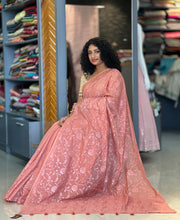 Self Colour Floral Embroidery Chanderi Saree | YNG354