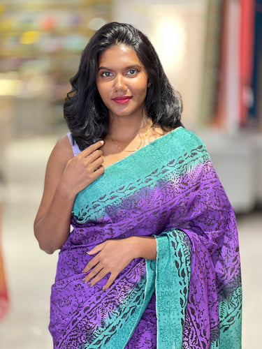 Block Printed Uppada Silk Saree | SF1302