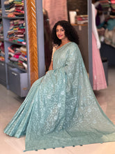 Self Colour Floral Embroidery Chanderi Saree | YNG354