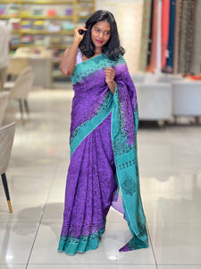Block Printed Uppada Silk Saree | SF1302