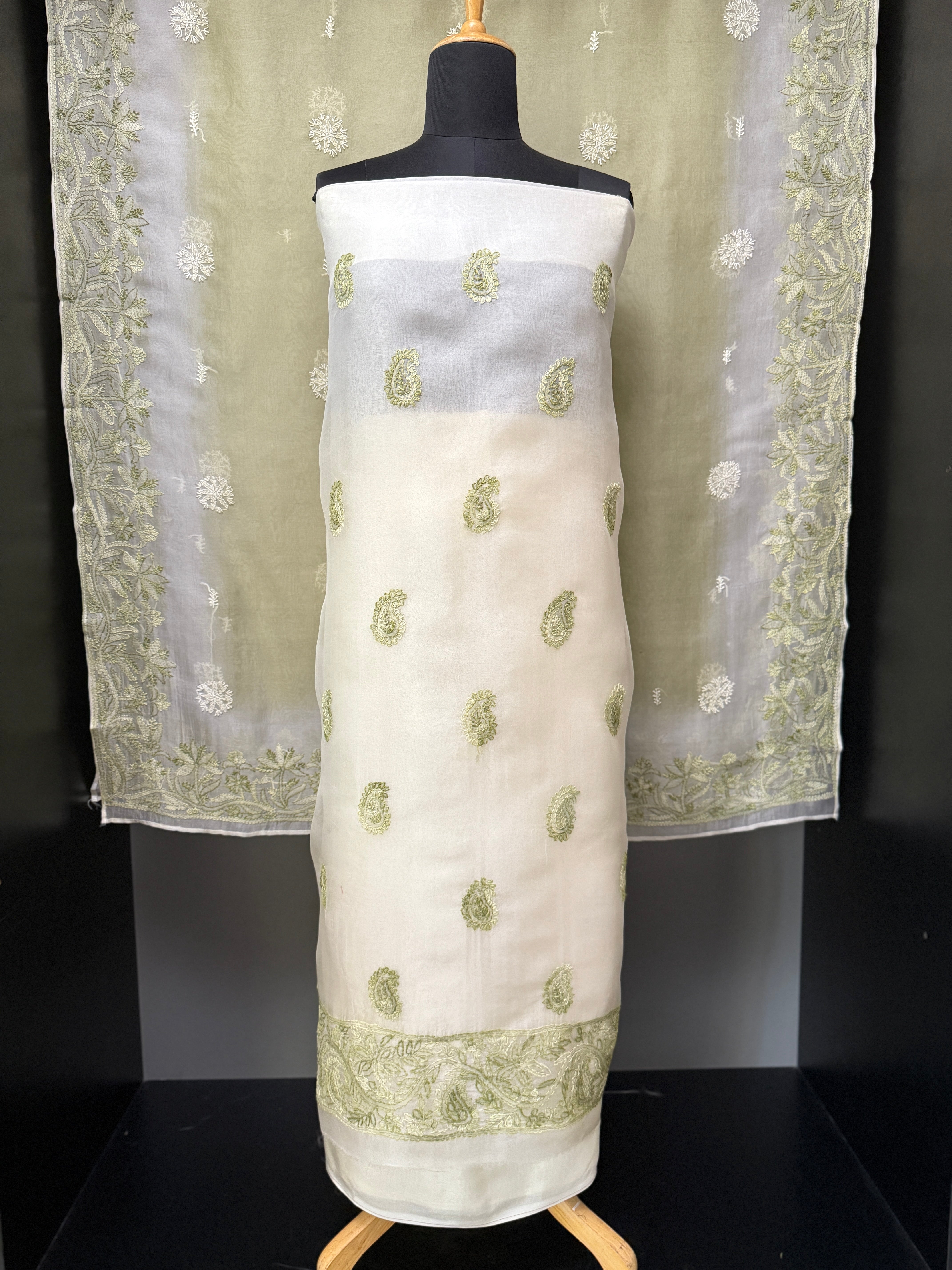 Chikankari Work Detailed Pure Tussar Salwar Set | SBS1296