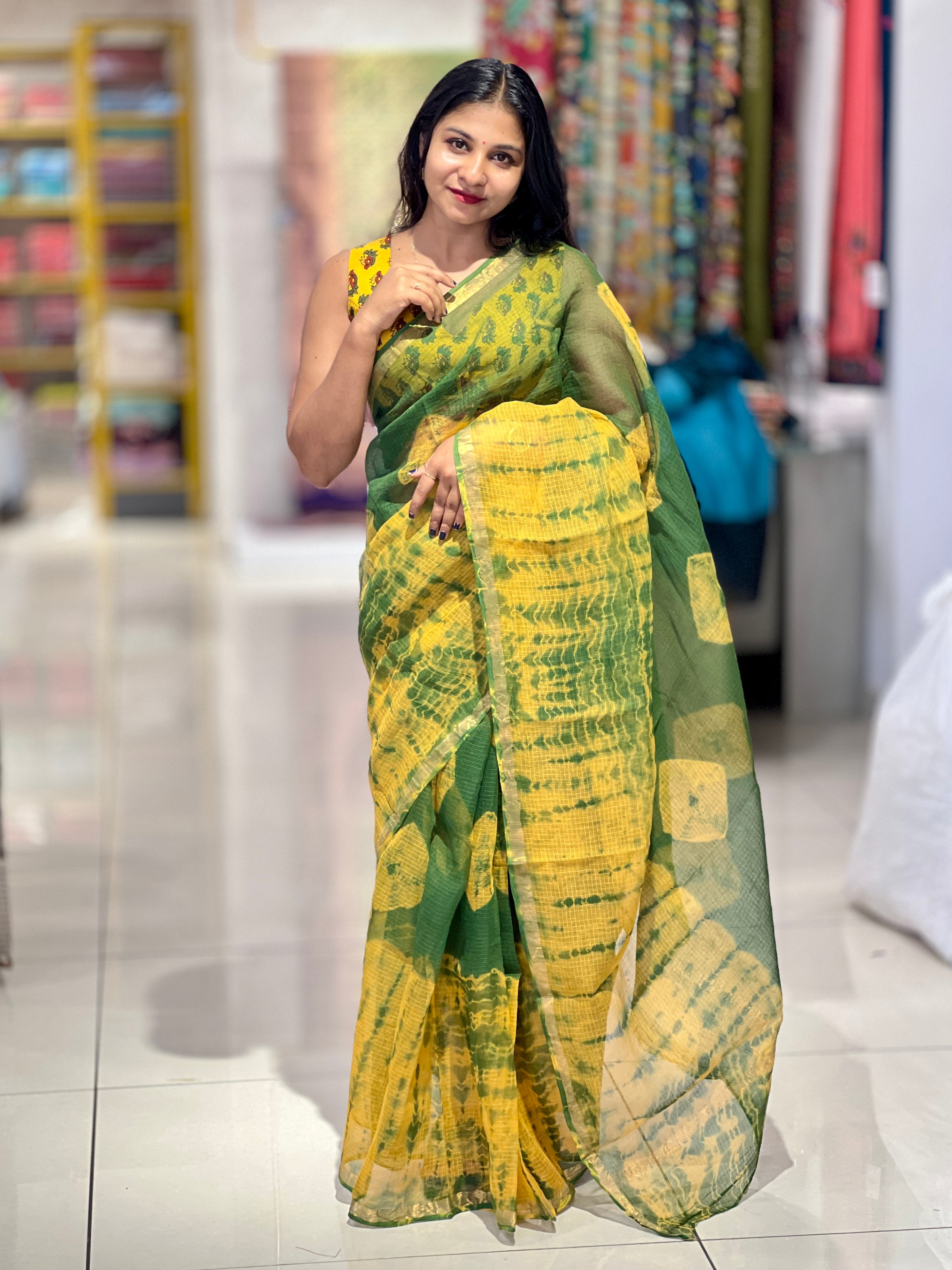 Tie & Dye Patterned Kota Saree | VFC502