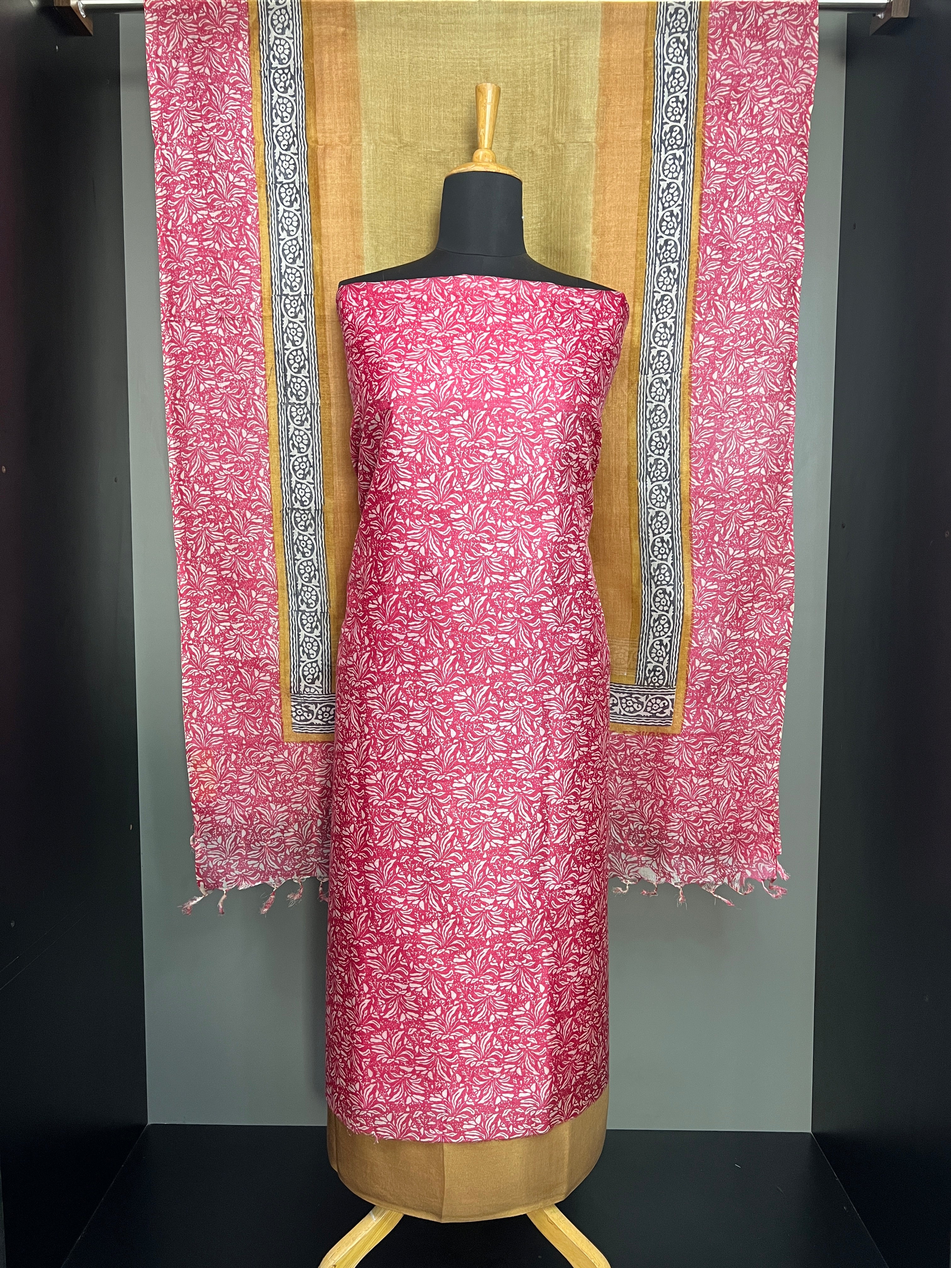 Floral Printed Pure Tussar Salwar Set | MNH534