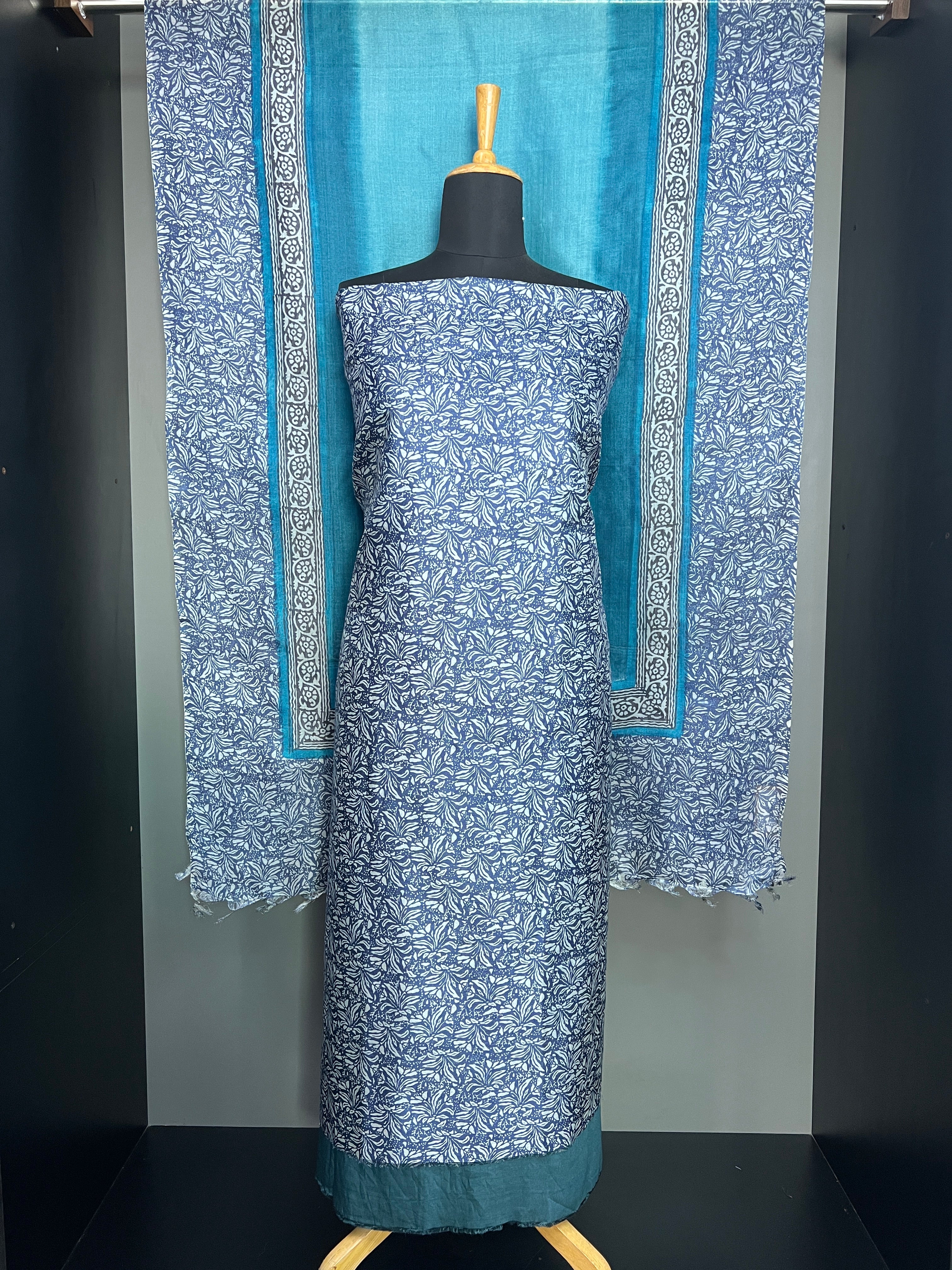 Floral Printed Pure Tussar Salwar Set | MNH535