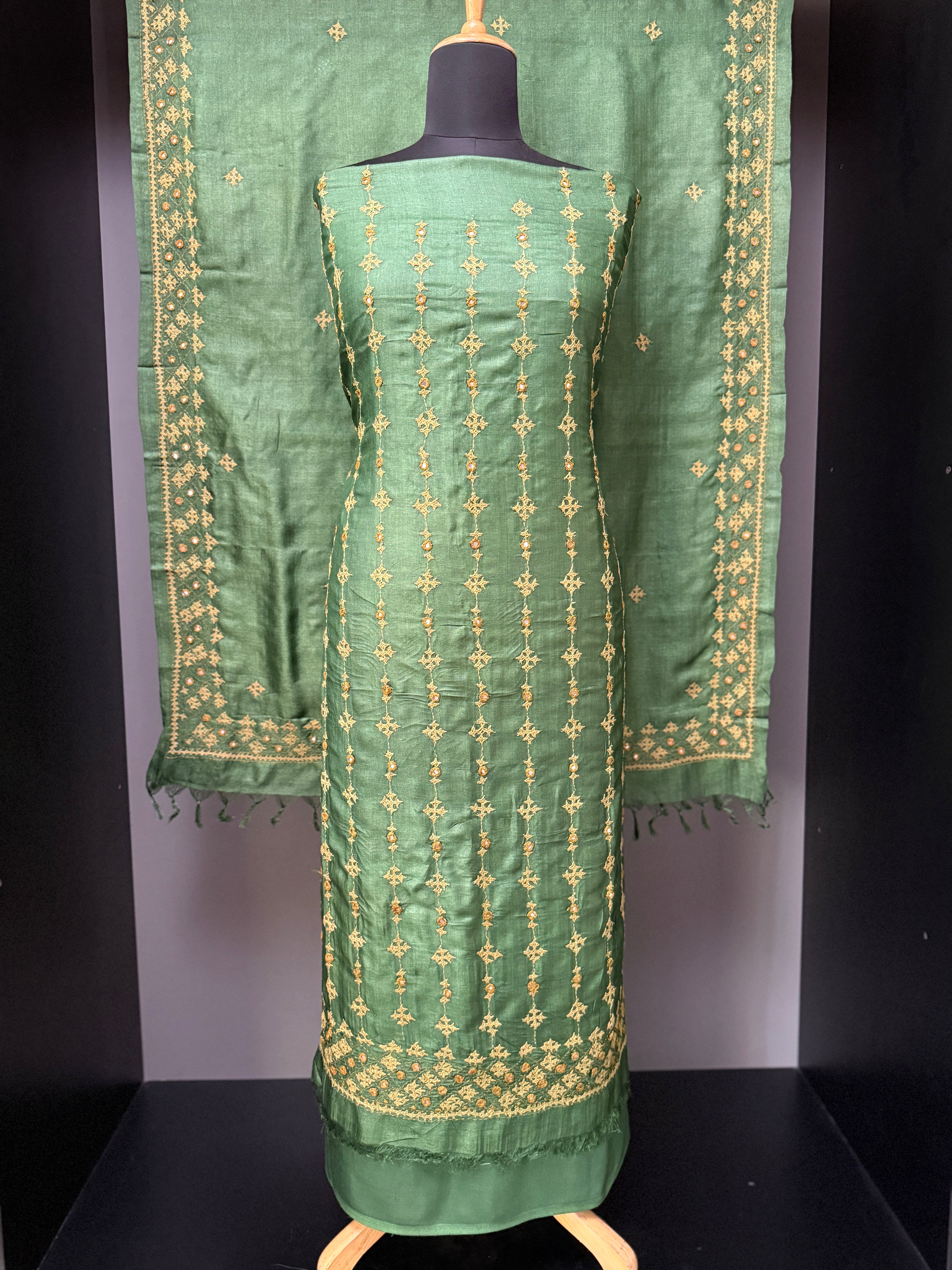 Kutch Work Detailed Pure Tussar Salwar Set | SBS1305