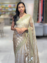 Stripes Detailed Organza Saree | SUN493